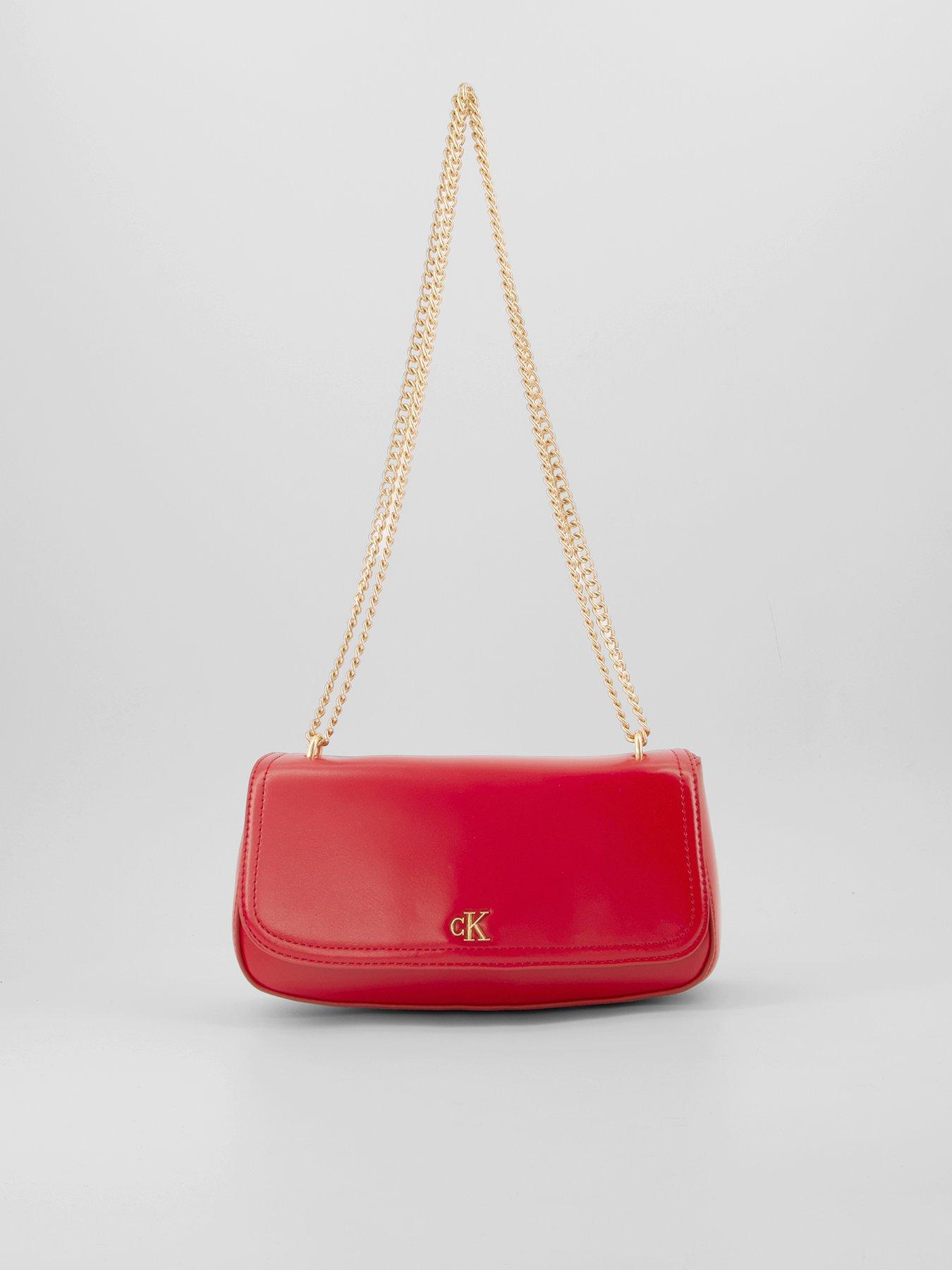 Calvin Klein Ck Convertible Chain Small Bag - Red