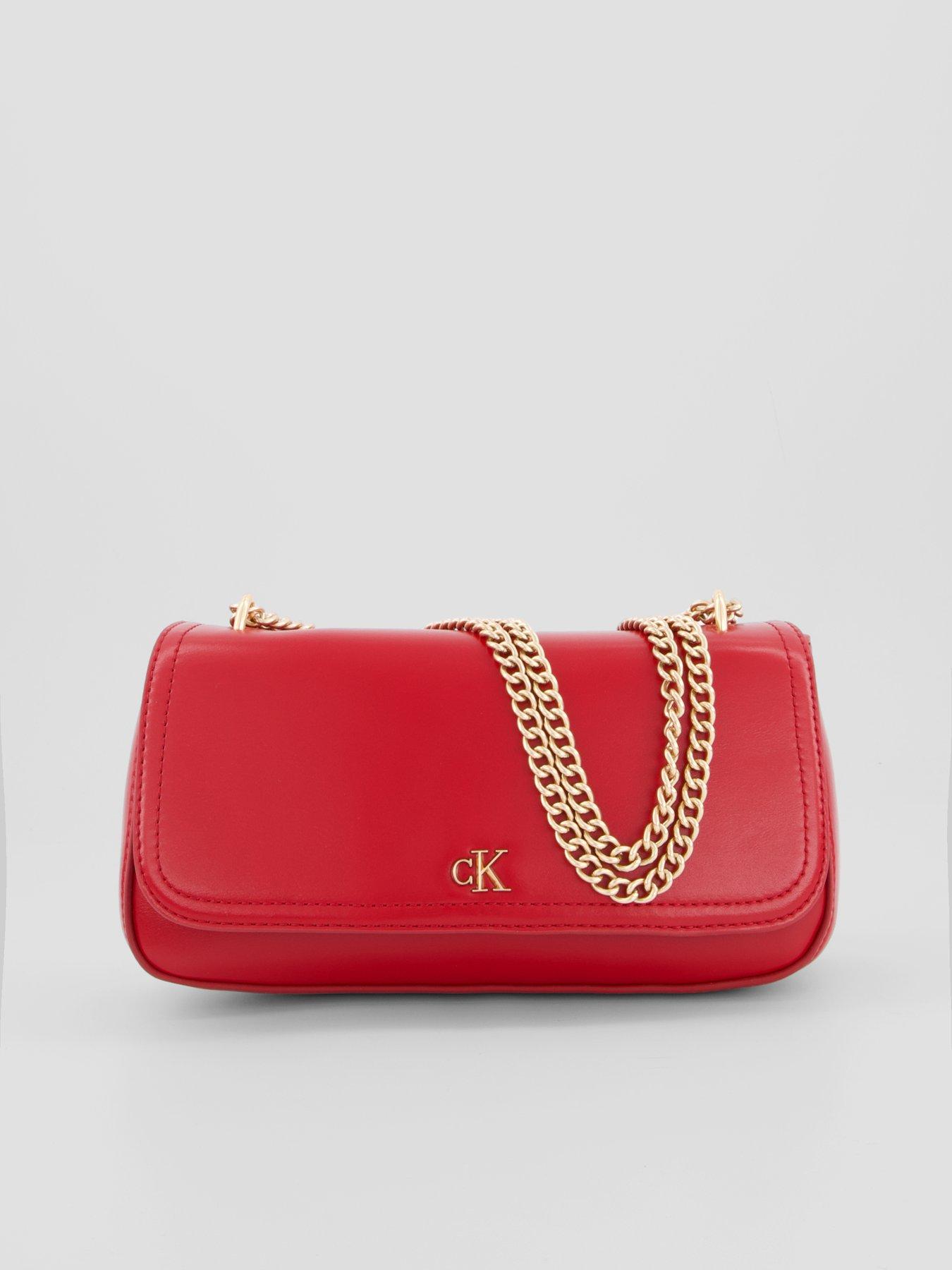 Image 2 of 6 of Calvin Klein Ck Convertible Chain Small Bag - Red