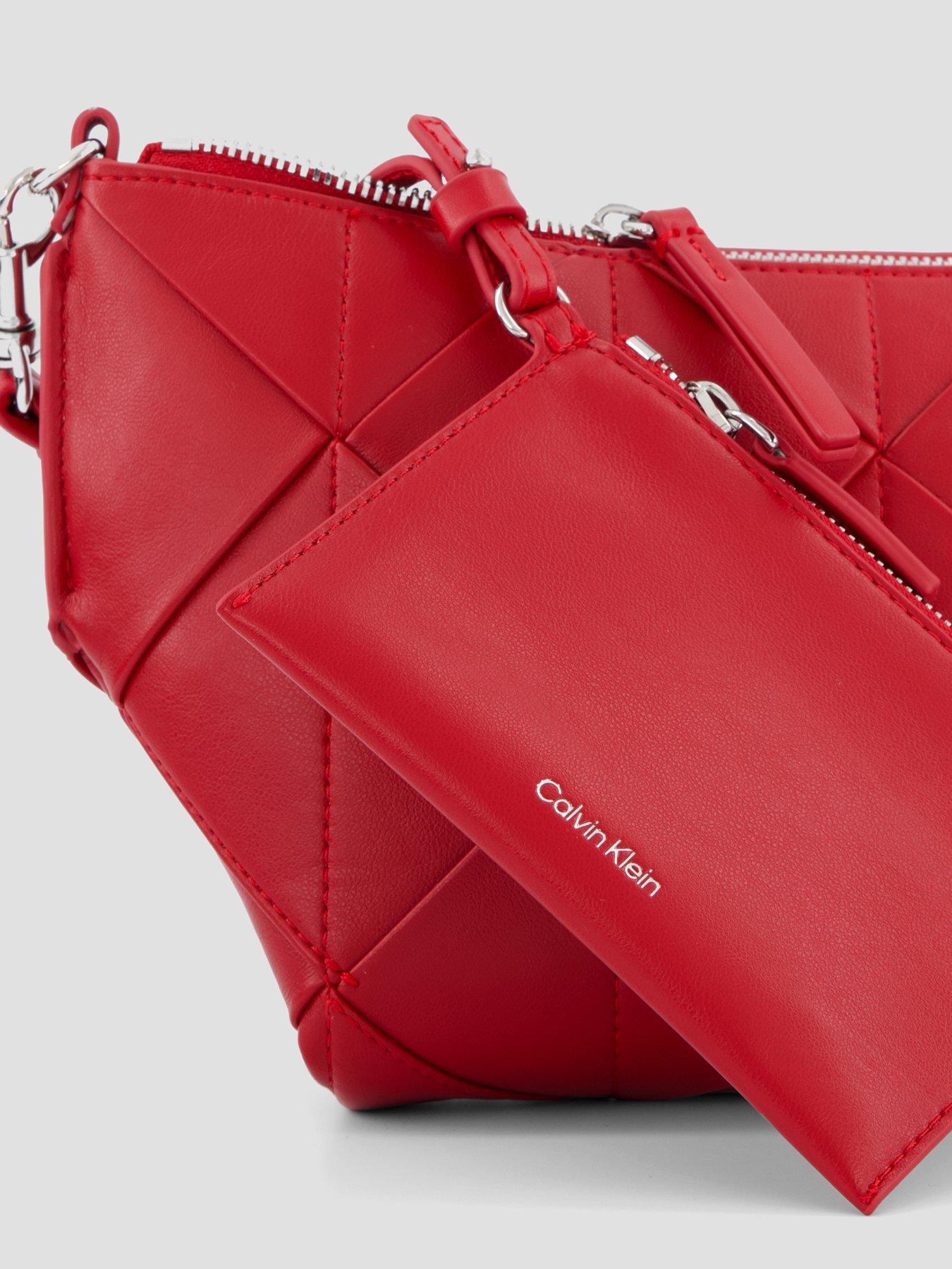 Image 4 of 4 of Calvin Klein Woven Shoulder Bag - Red