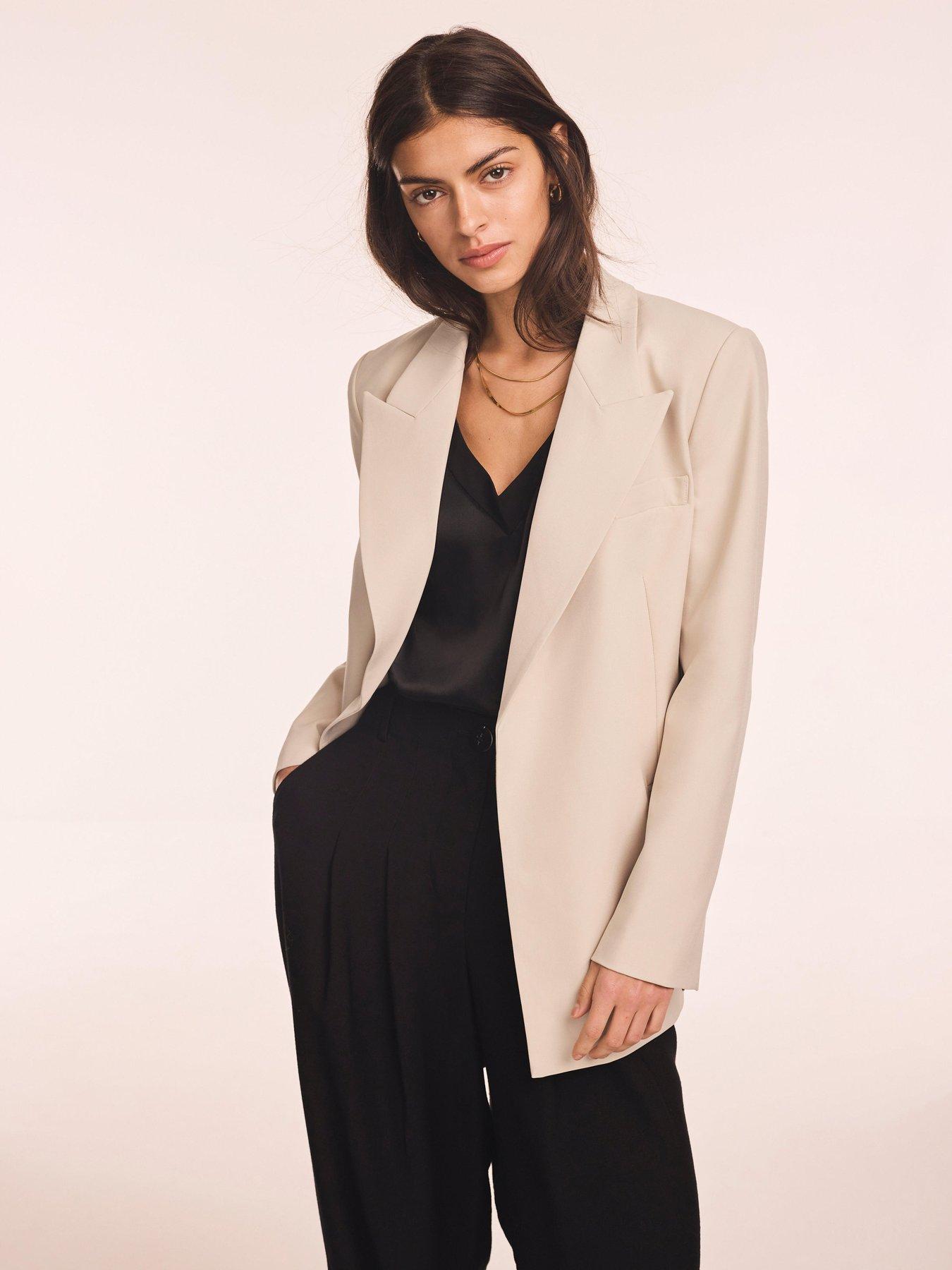 Image 1 of 6 of Mint Velvet Easy Longline Blazer - Neutral