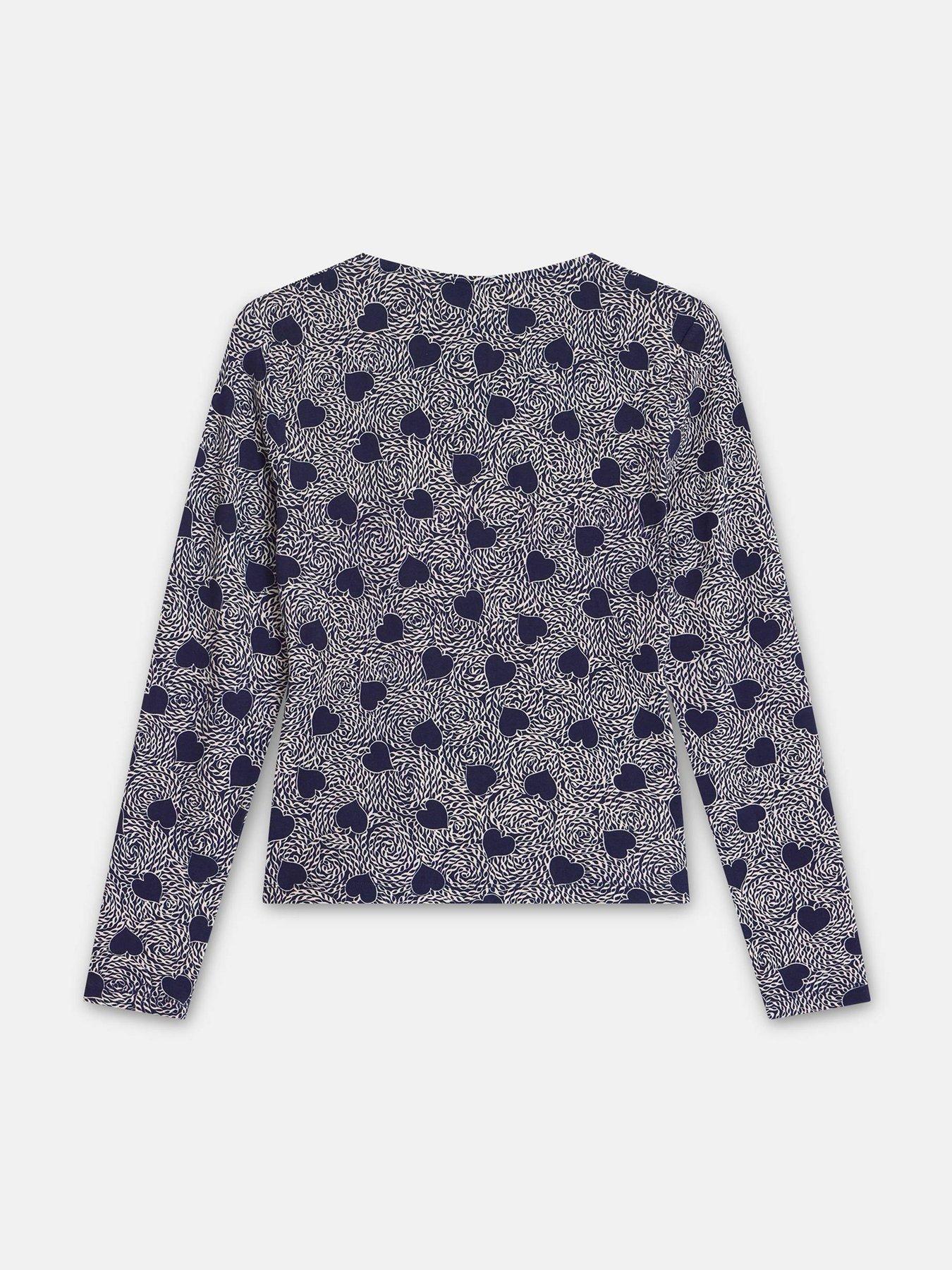 Image 6 of 6 of Mint Velvet Heart Print Zip Top - Navy