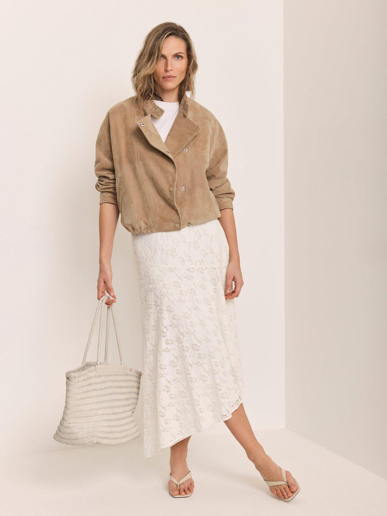 Image 1 of 6 of Mint Velvet Lace Skirt - Cream