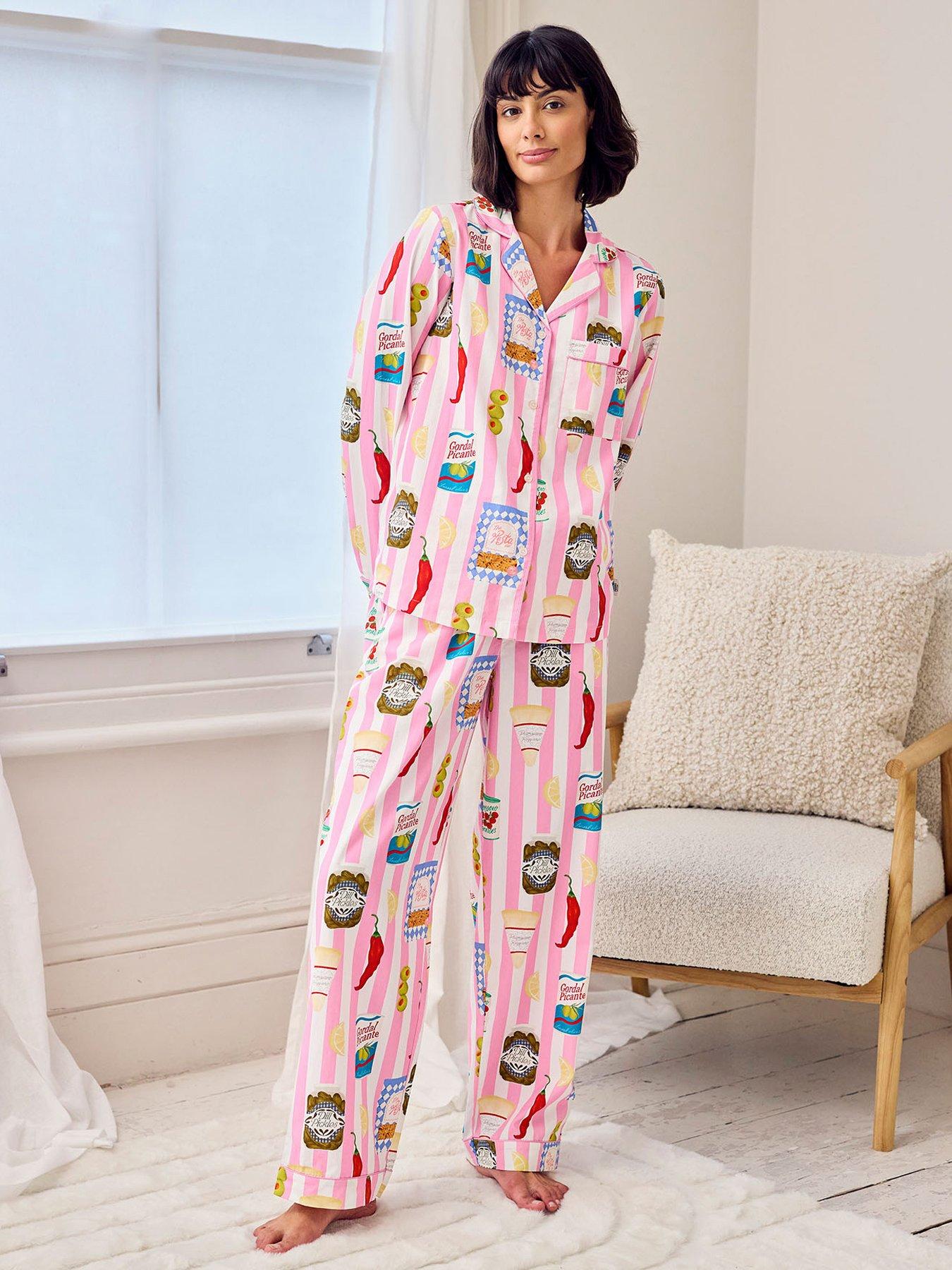 chelsea-peers-cotton-deli-stripe-print-long-pyjama-set-pink