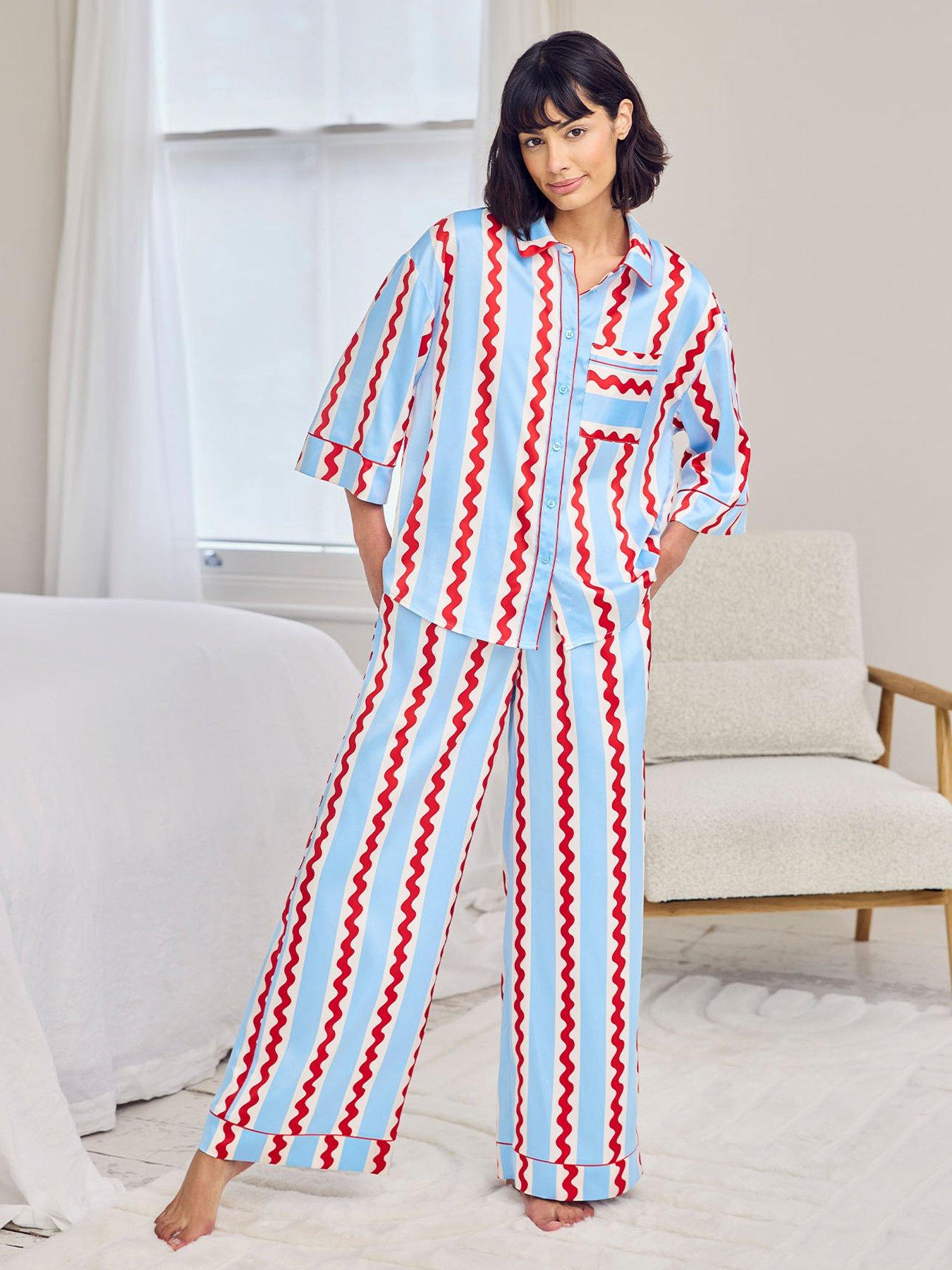 chelsea-peers-satin-wavy-stripe-long-pyjama-set-redwhitebluefront