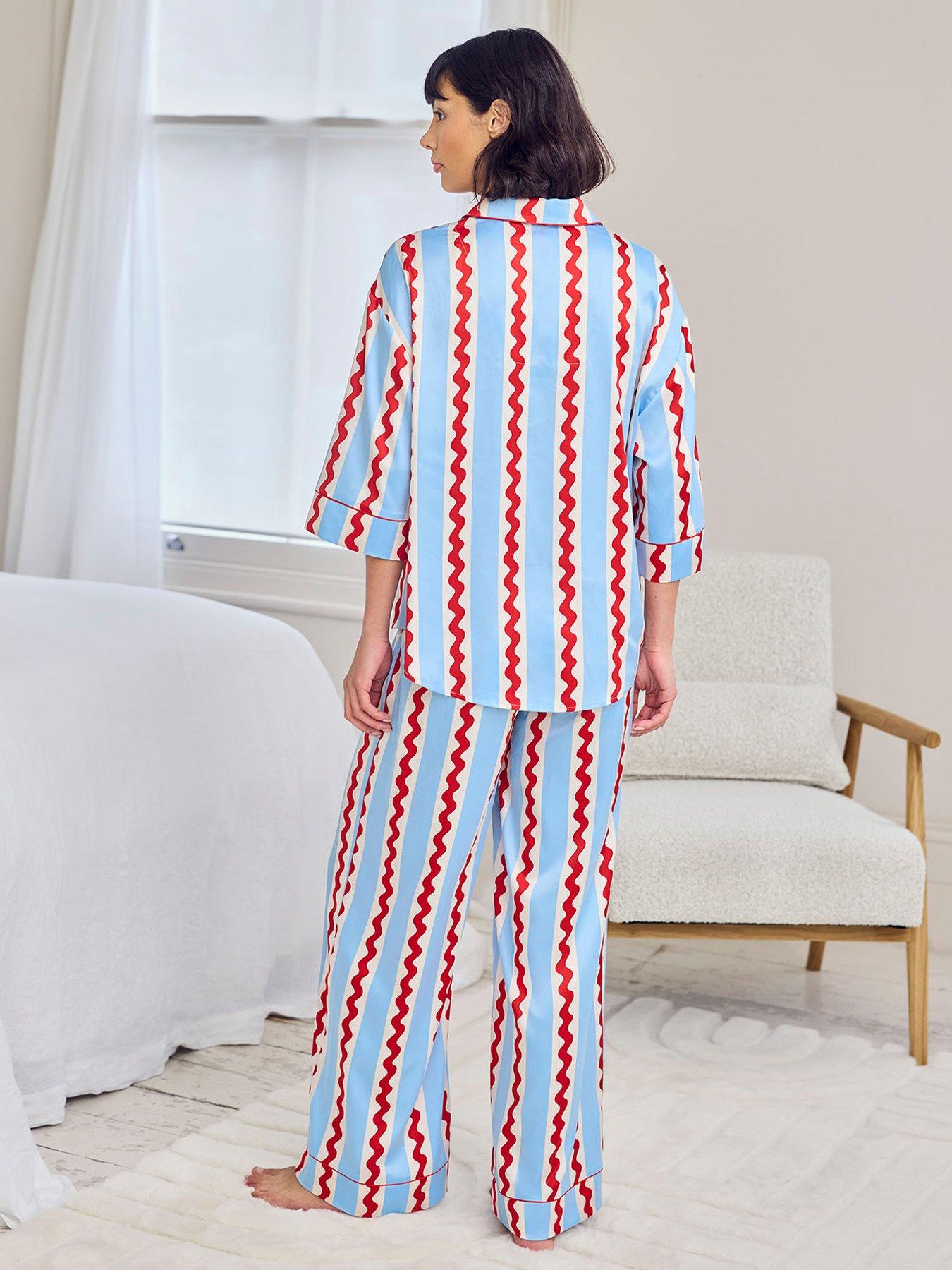 chelsea-peers-satin-wavy-stripe-long-pyjama-set-redwhitebluestillFront