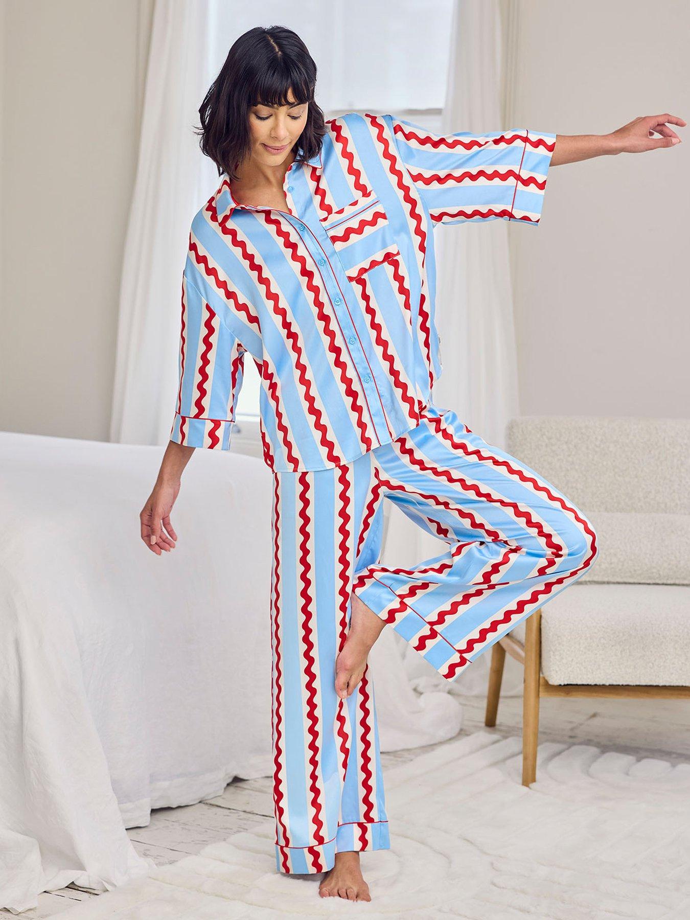 chelsea-peers-satin-wavy-stripe-long-pyjama-set-redwhiteblueback