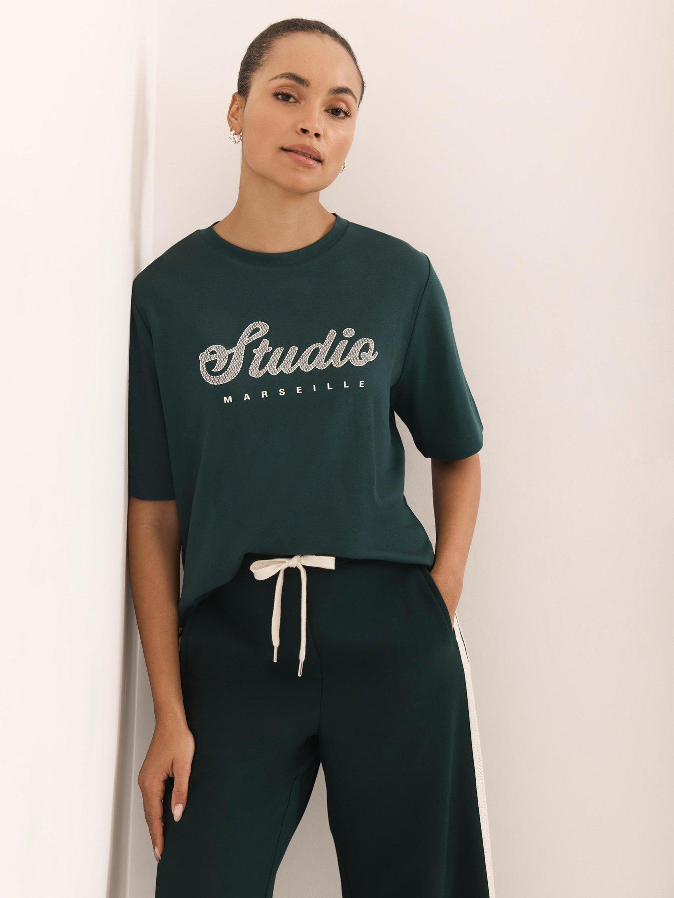 Image 3 of 6 of Mint Velvet Studio Graphic T-Shirt - Green