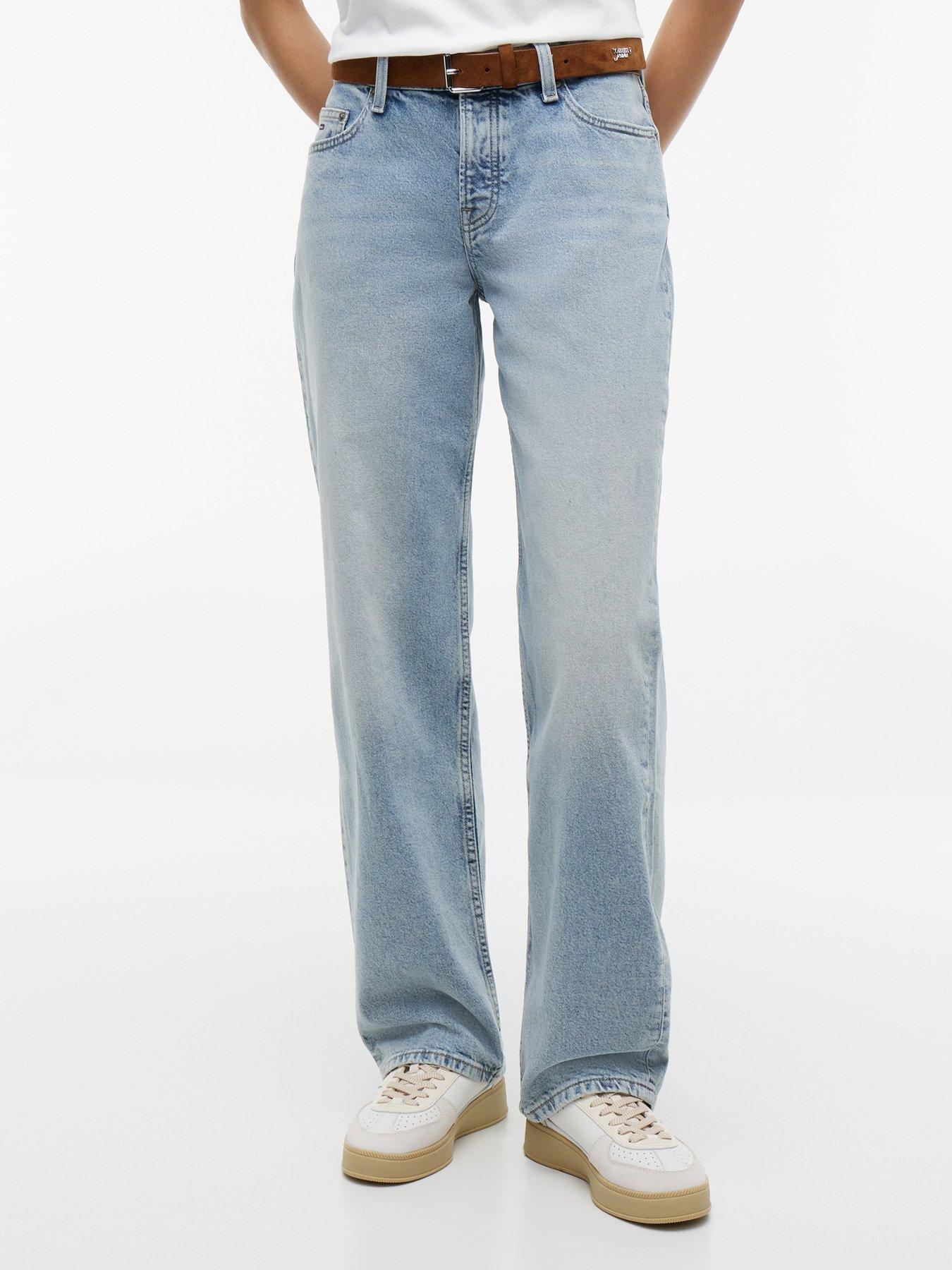 Image 1 of 5 of Tommy Jeans Sophie Low Waisted Straight Fit Jeans - Light Blue