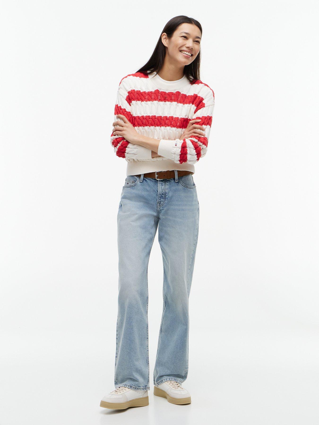 Image 3 of 5 of Tommy Jeans Sophie Low Waisted Straight Fit Jeans - Light Blue