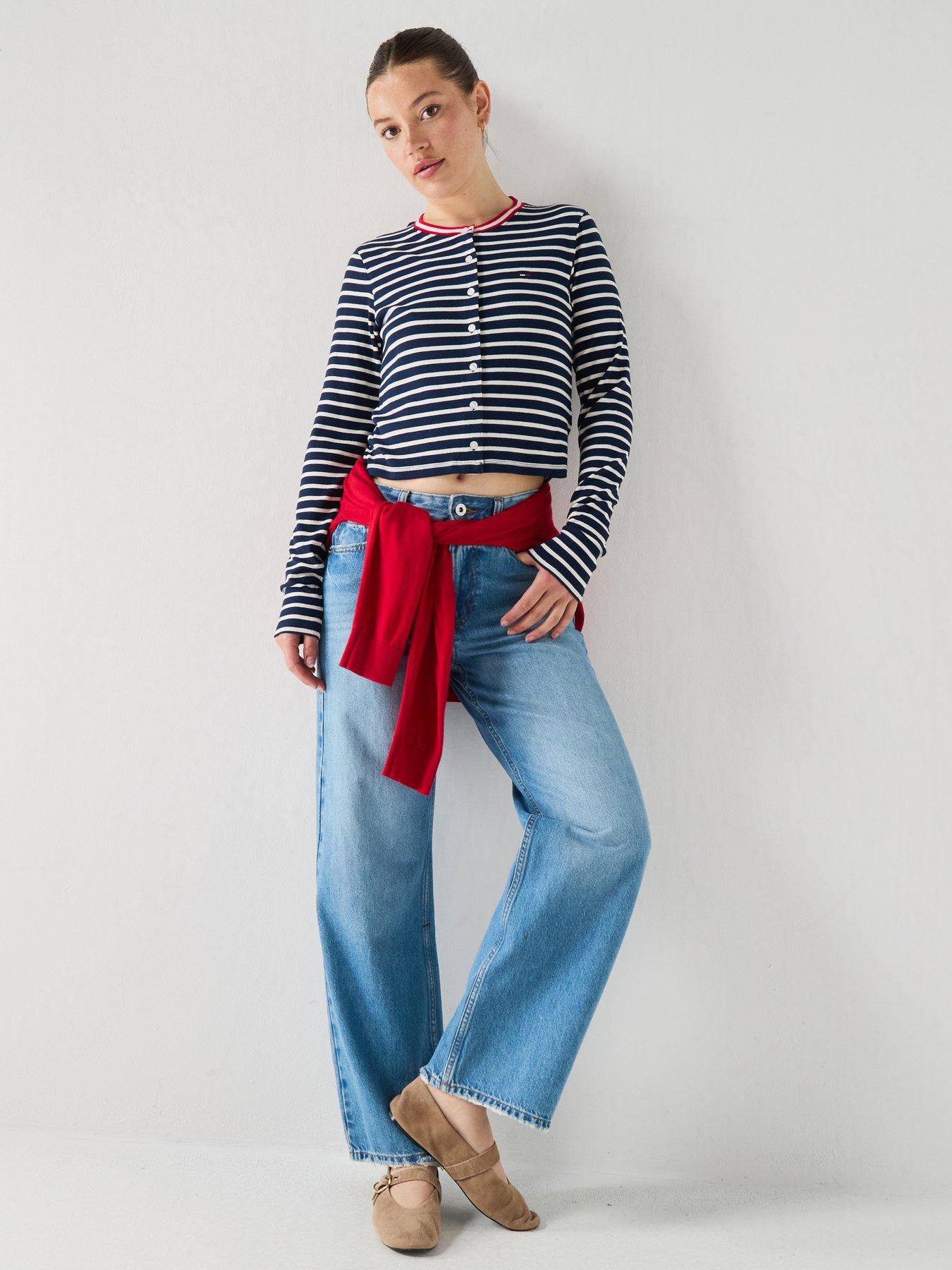 Image 3 of 5 of Tommy Jeans Slim Jersey Cardigan - Navy