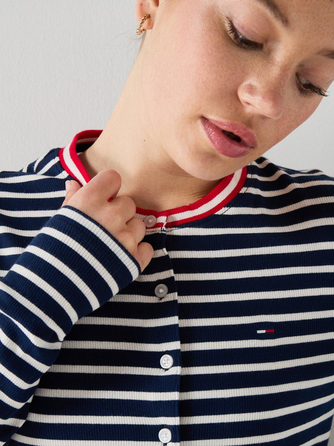 Image 4 of 5 of Tommy Jeans Slim Jersey Cardigan - Navy