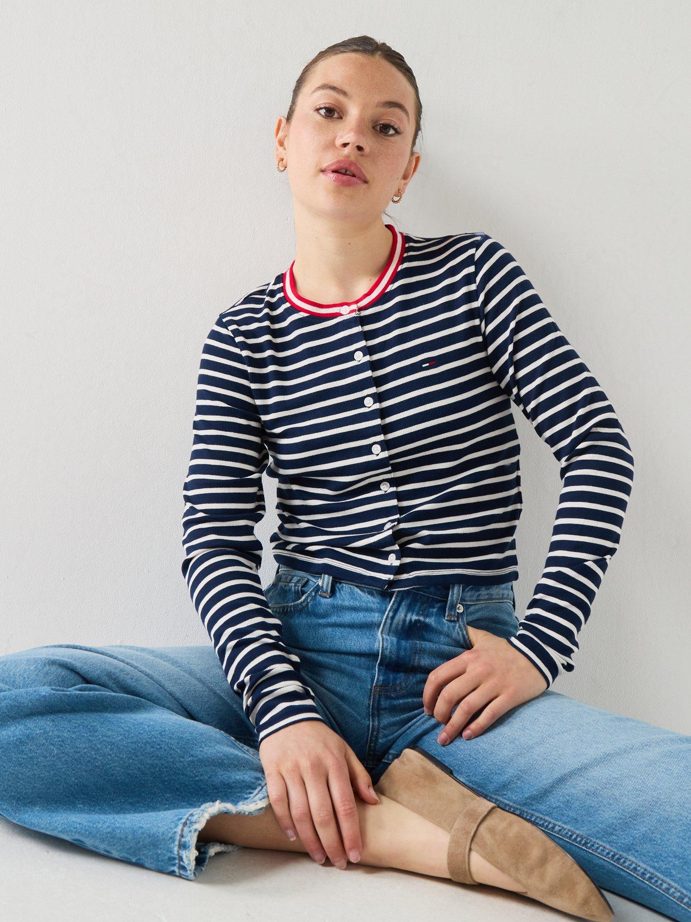 Image 5 of 5 of Tommy Jeans Slim Jersey Cardigan - Navy