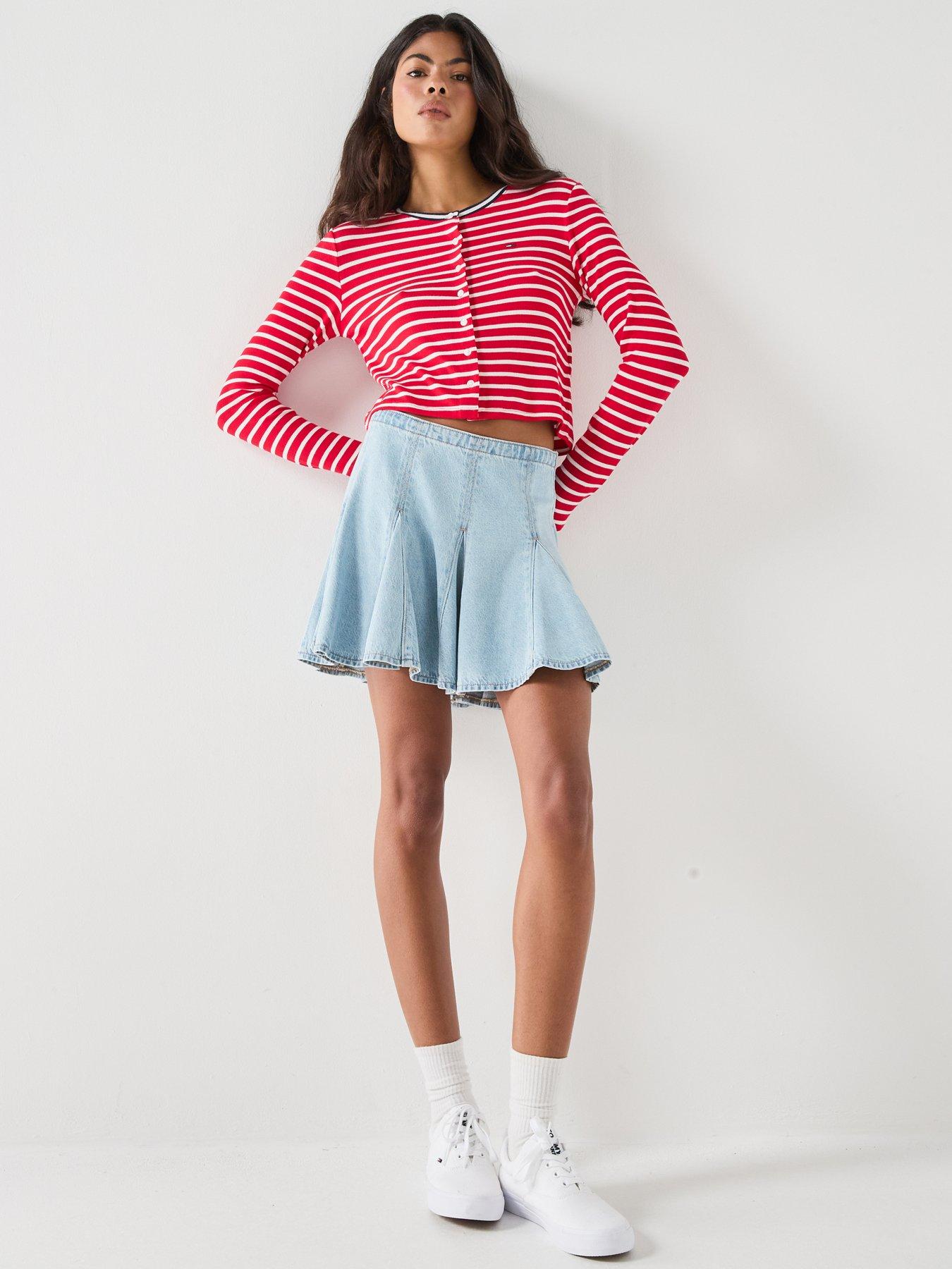 Image 3 of 6 of Tommy Jeans Slim Jersey Cardigan - Red