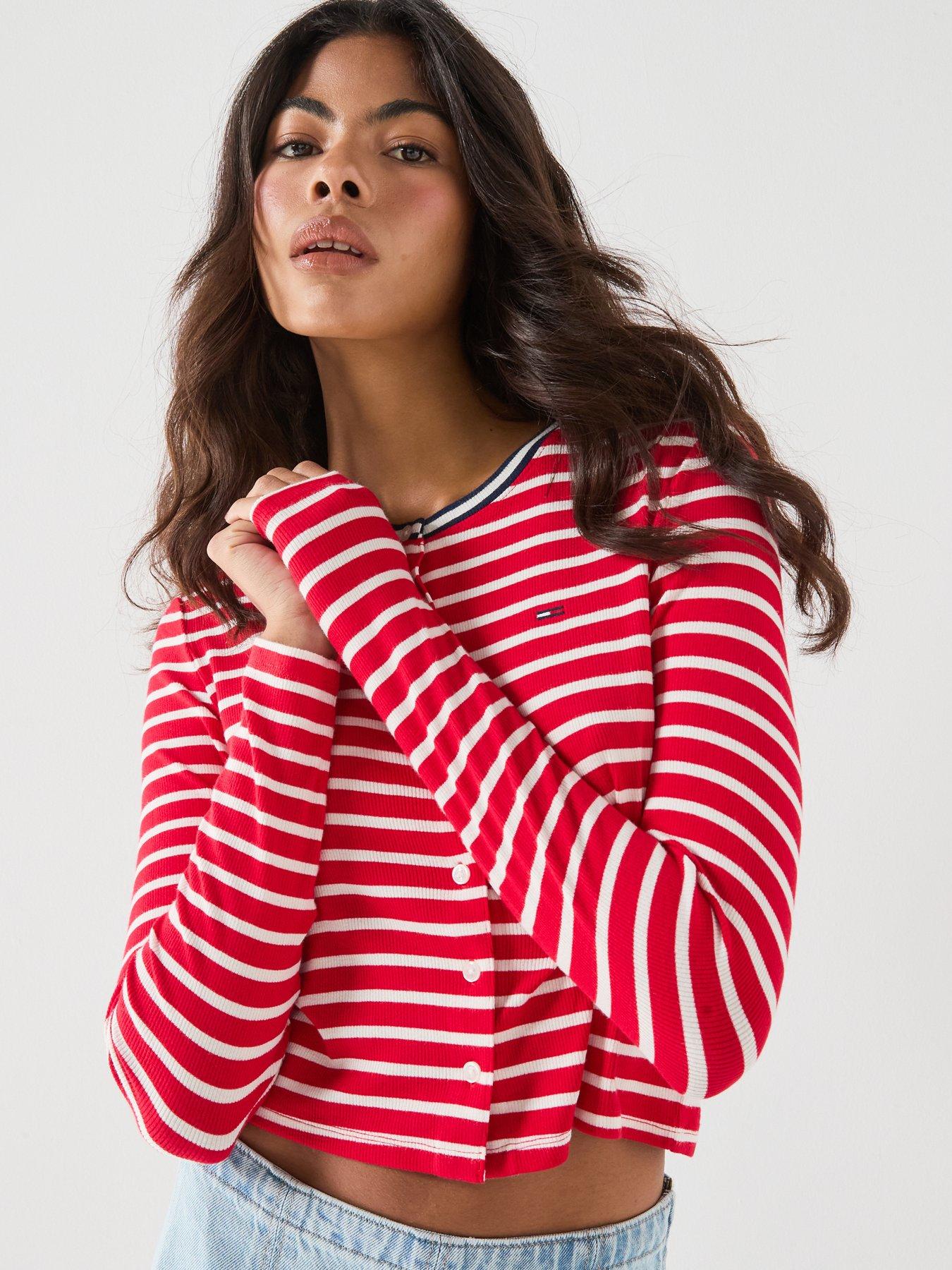 Image 5 of 6 of Tommy Jeans Slim Jersey Cardigan - Red