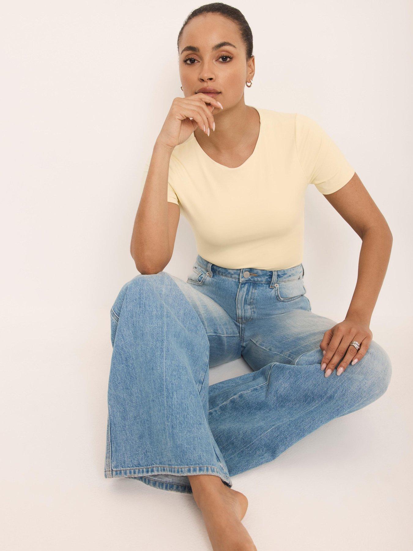 Image 1 of 6 of Mint Velvet Layering Short Sleeve Top - Yellow
