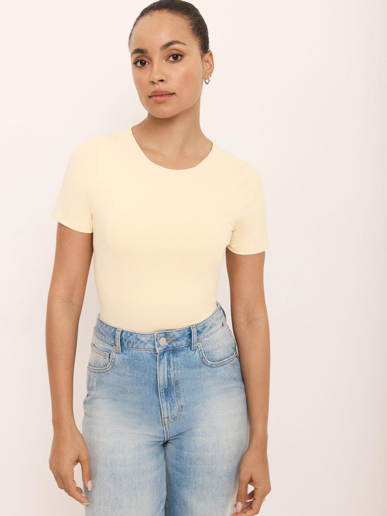 Image 2 of 6 of Mint Velvet Layering Short Sleeve Top - Yellow