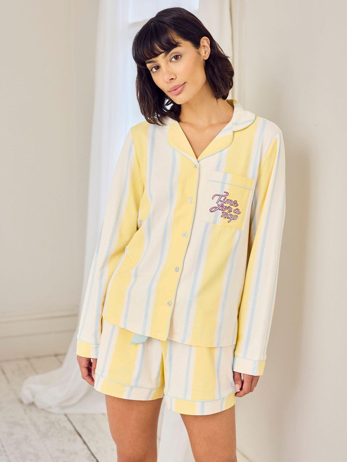chelsea-peers-cotton-embroidered-time-for-a-nap-short-pyjama-set-yellow