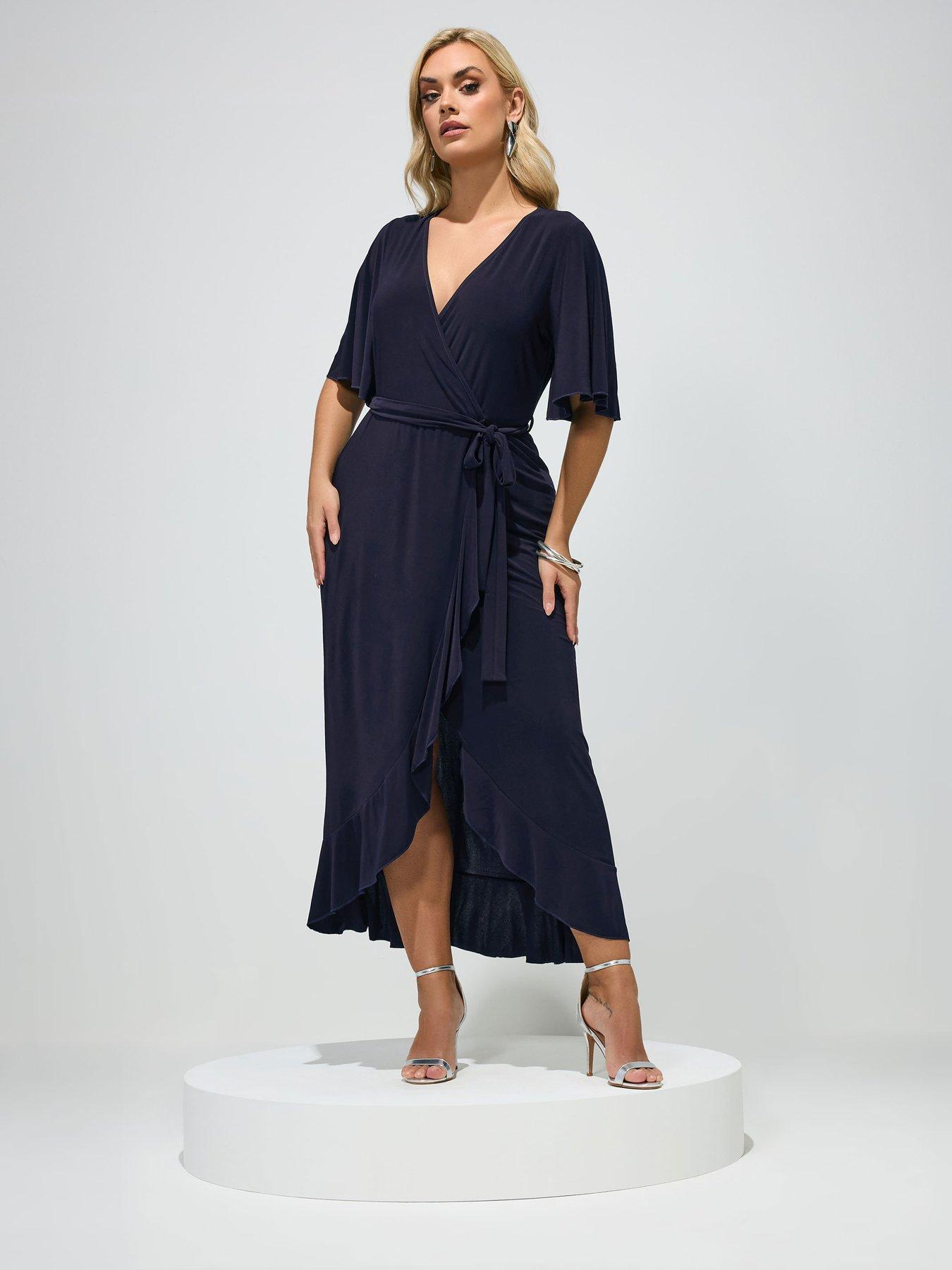 yours-curve-ruffle-hem-wrap-dress-bluefront