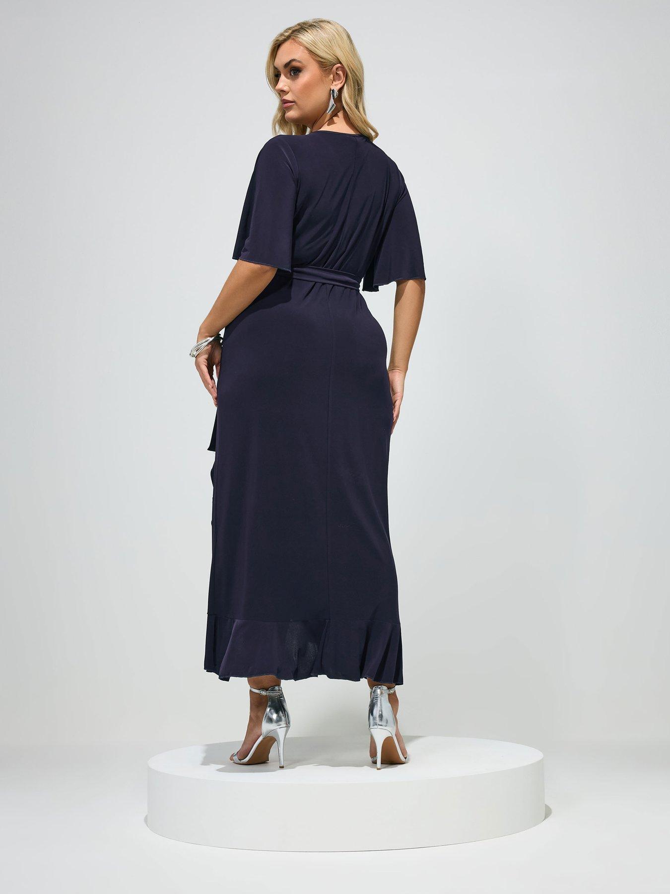 yours-curve-ruffle-hem-wrap-dress-bluestillFront