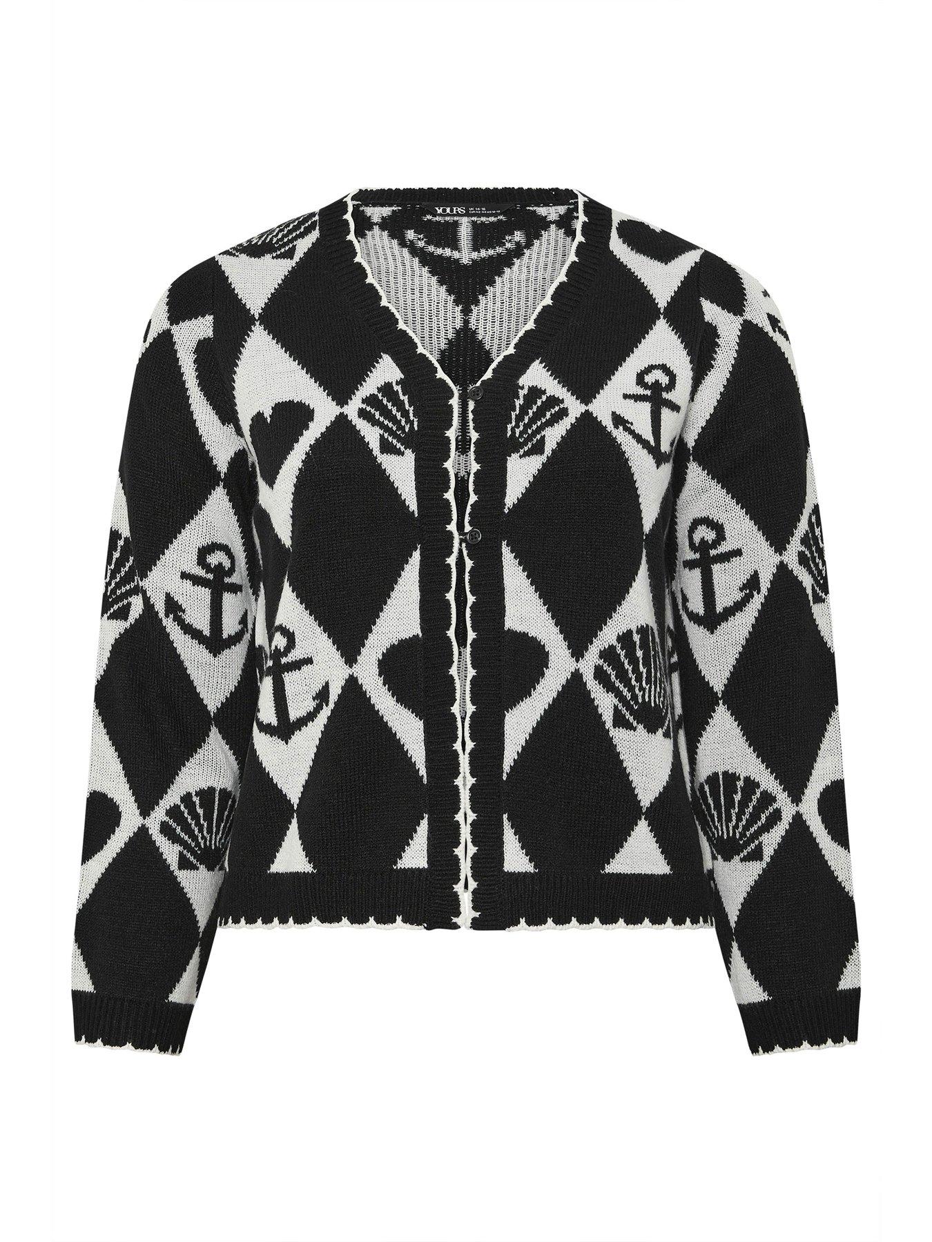 yours-sailor-print-cardigan-blackdetail