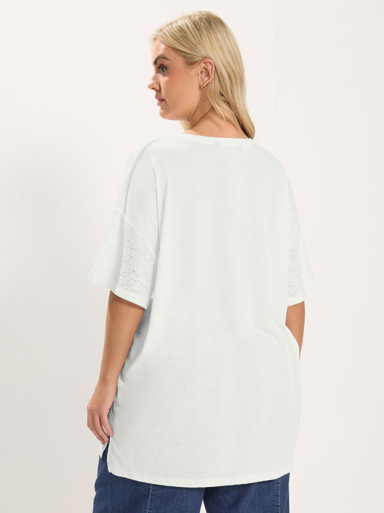 yours-curve-boxy-mixed-fabric-t-shirt-whitestillFront