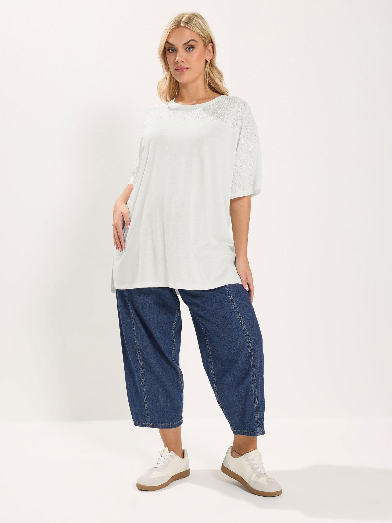 yours-curve-boxy-mixed-fabric-t-shirt-whiteback