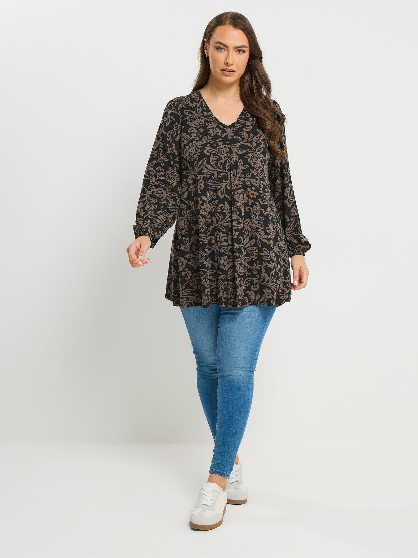 yours-curve-long-sleeve-pleat-balloon-top-brownback