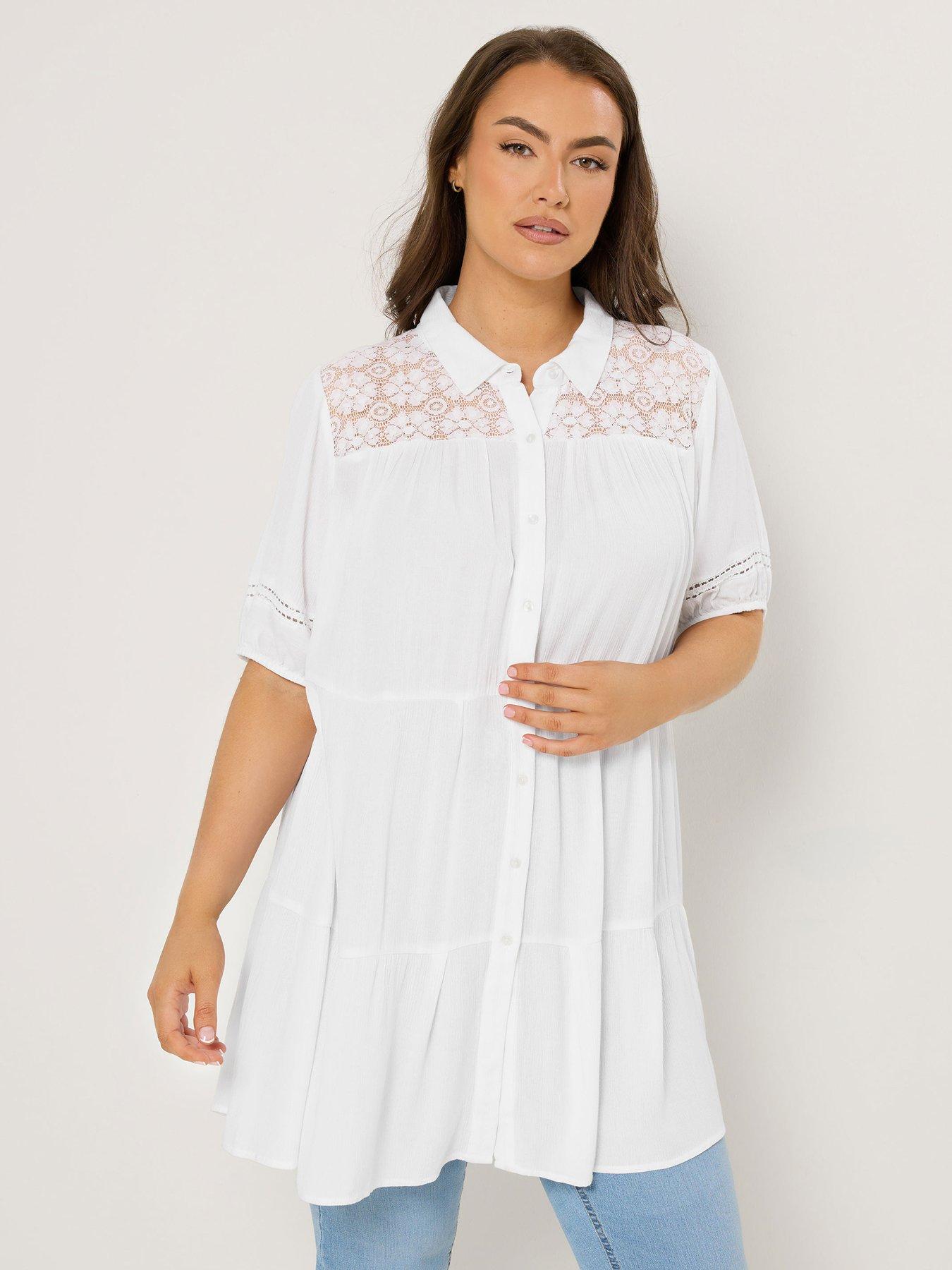 yours-curve-short-sleeve-tiered-shirt-whitefront