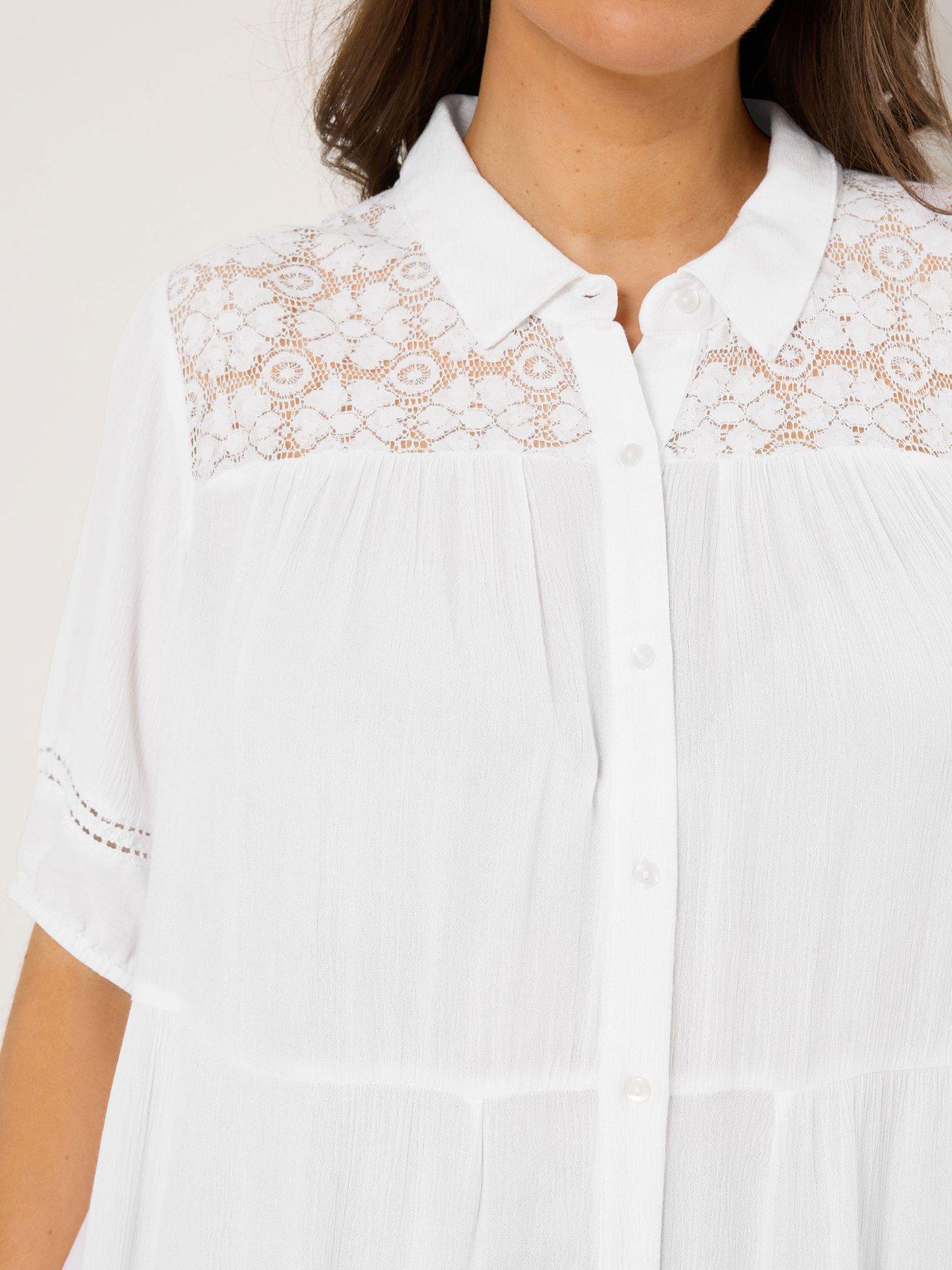 yours-curve-short-sleeve-tiered-shirt-whiteoutfit
