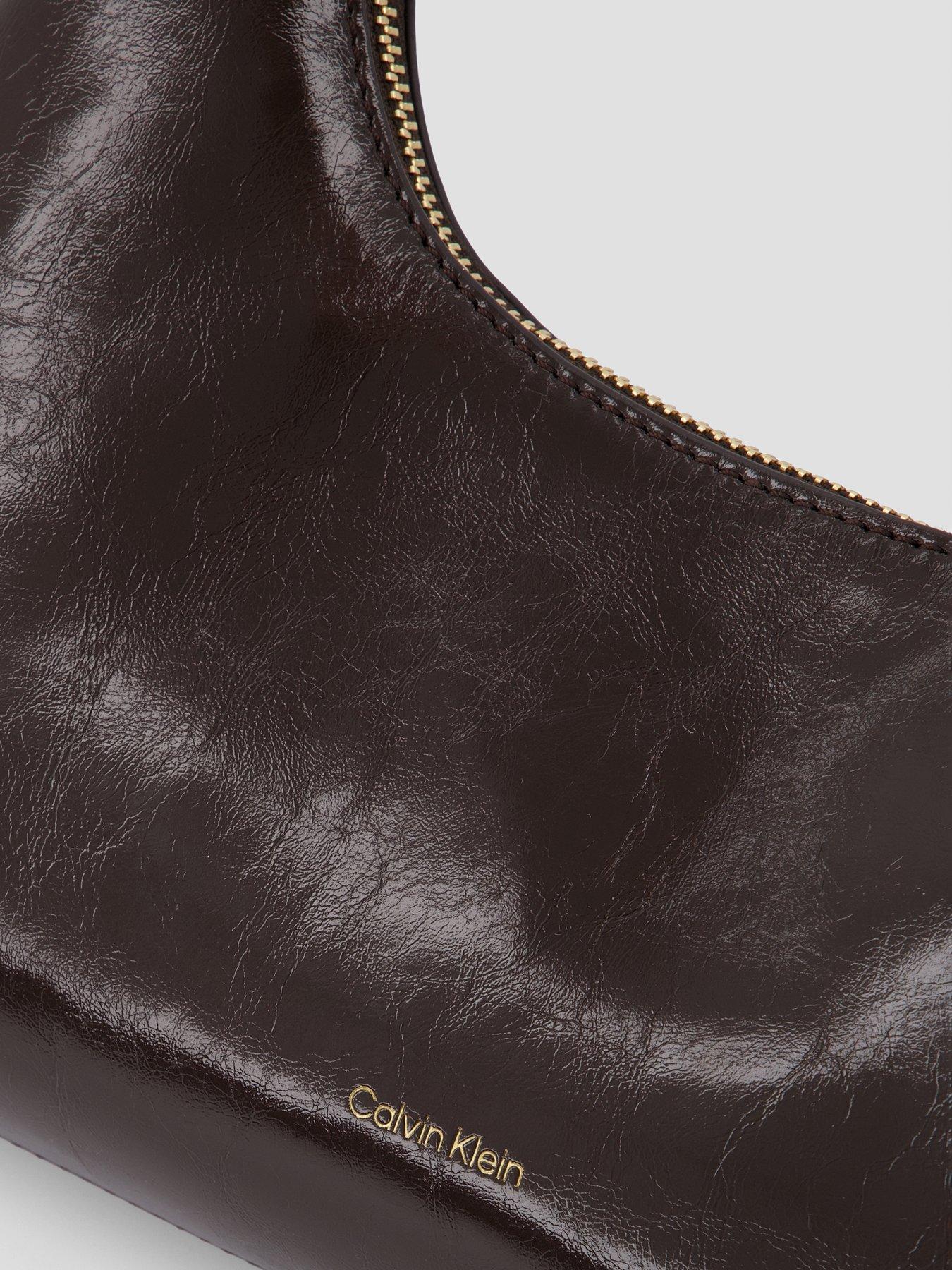 Image 3 of 4 of Calvin Klein Foil Logo Glossy Convertible Shoulder Bag - Brown