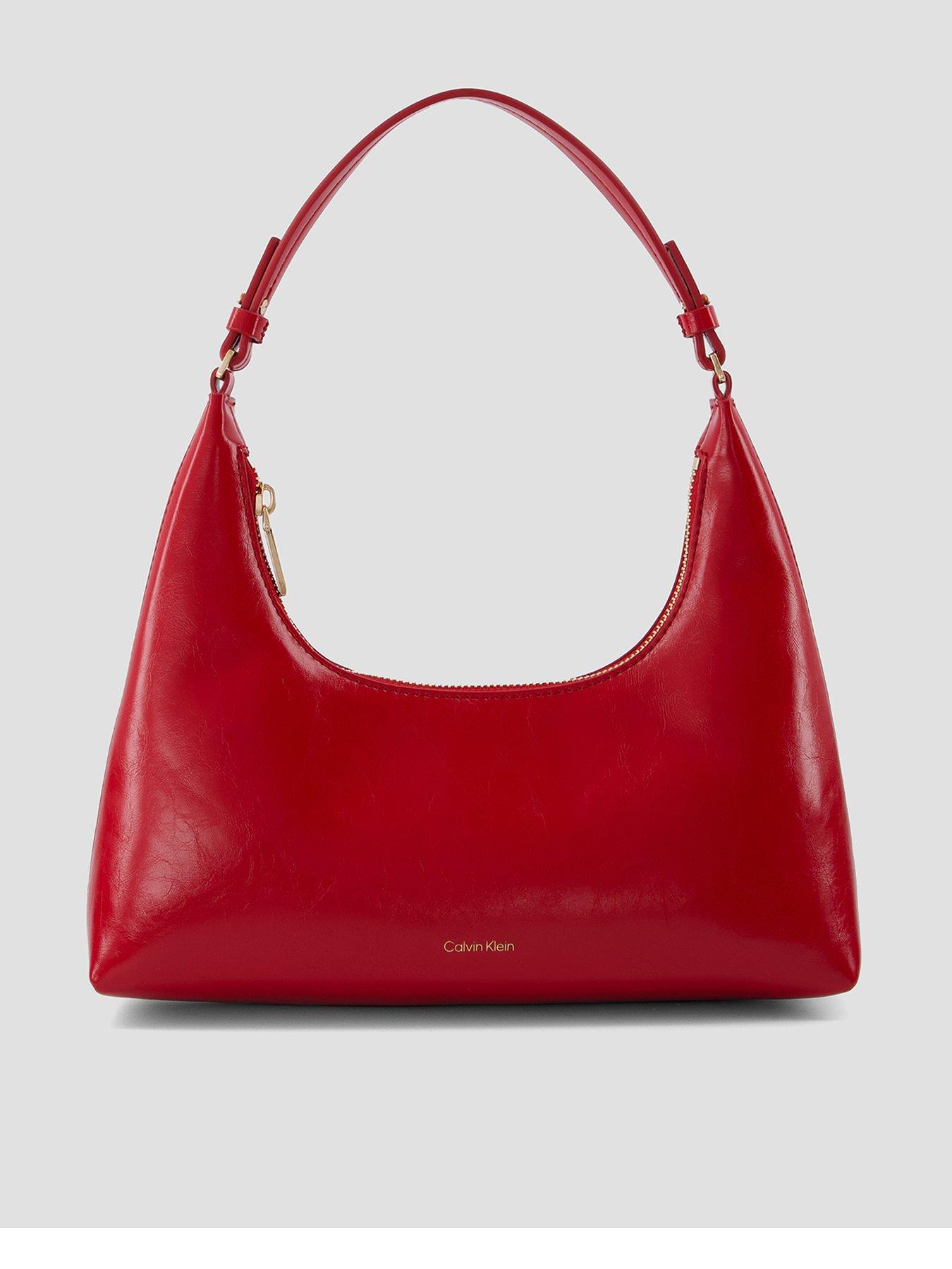 Calvin Klein Foil Logo Glossy Convertible Shoulder Bag - Red