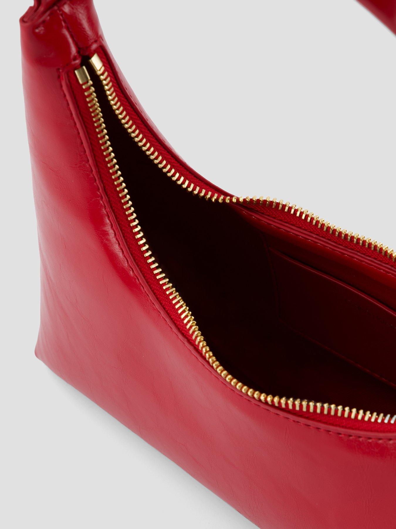 Image 4 of 4 of Calvin Klein Foil Logo Glossy Shoulder Bag - Red