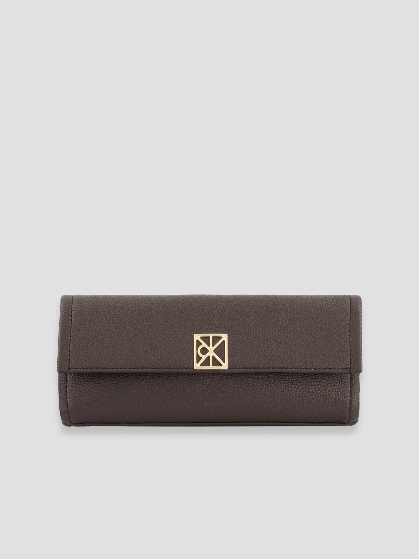 Image 3 of 5 of Calvin Klein Emblem Pebble Grain Chain Strap Clutch - Brown