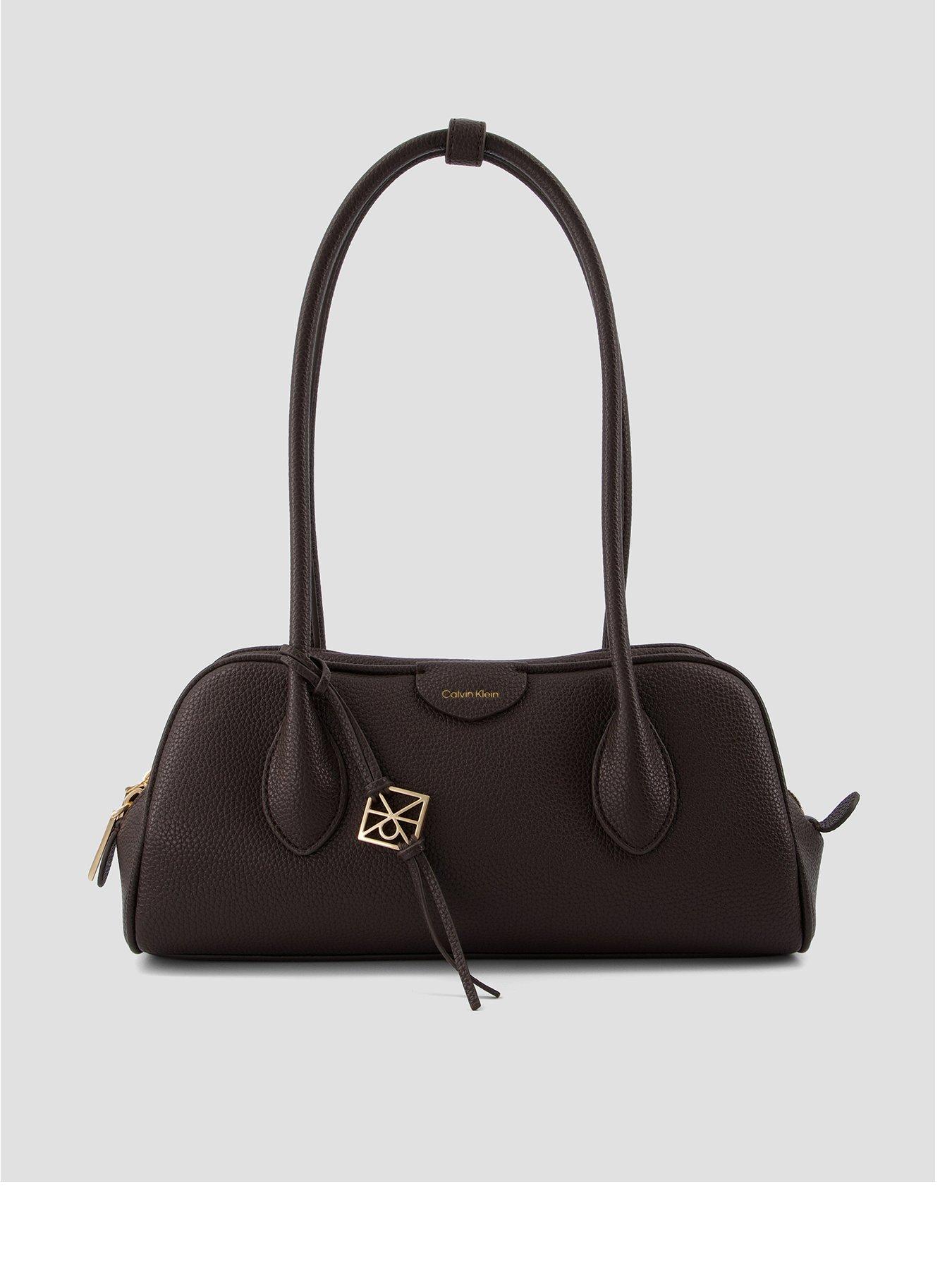 Calvin Klein Emblem Pebble Shoulder Bag - Brown