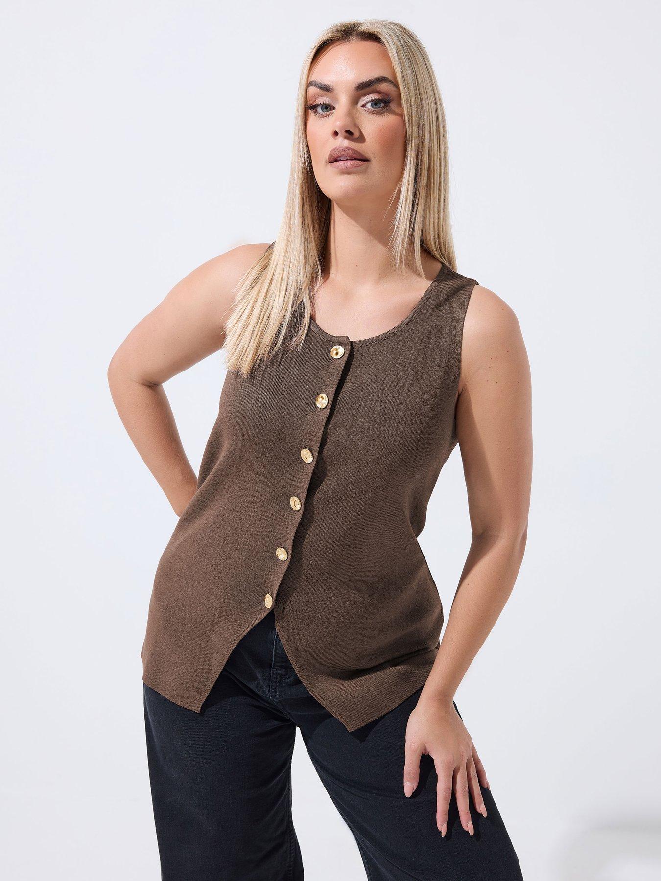 yours-curve-knit-waistcoat-brownoutfit