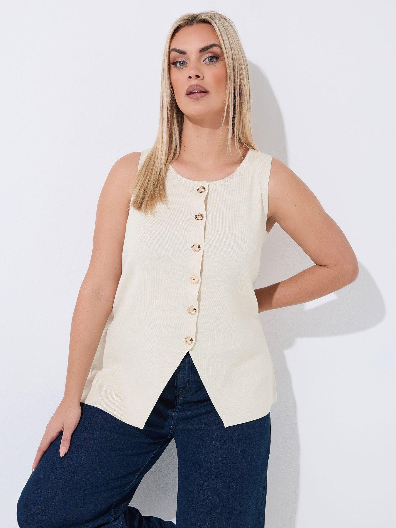 yours-curve-knit-waistcoat-creamfront