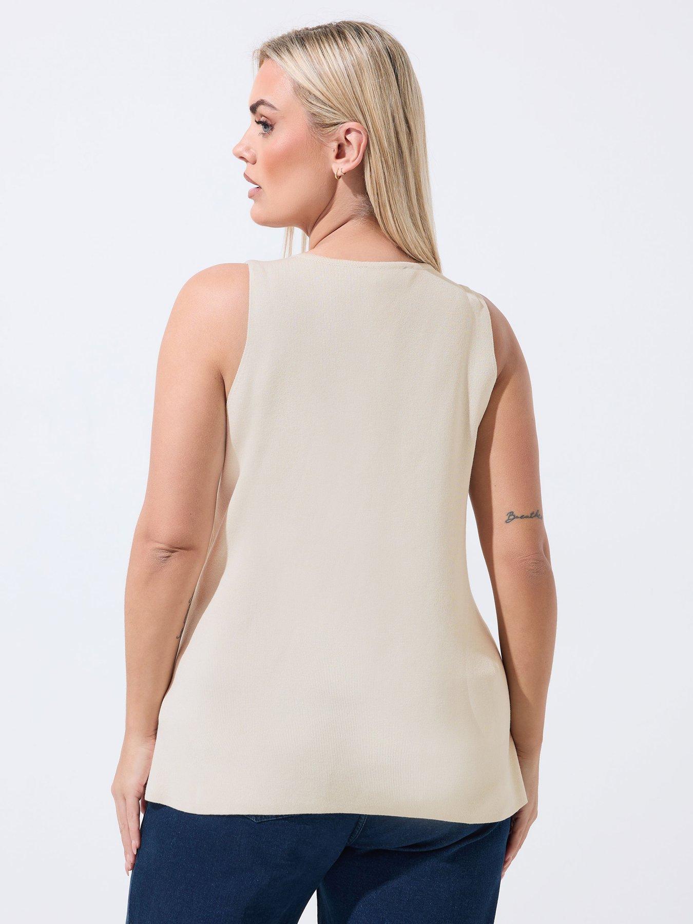 yours-curve-knit-waistcoat-creamstillFront
