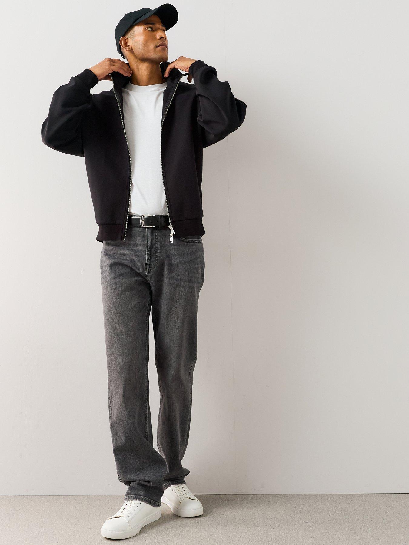 Image 4 of 7 of The Very Collection Cotton Rich Zip Through Relaxed Fit Funnel Neck Jacket - Black