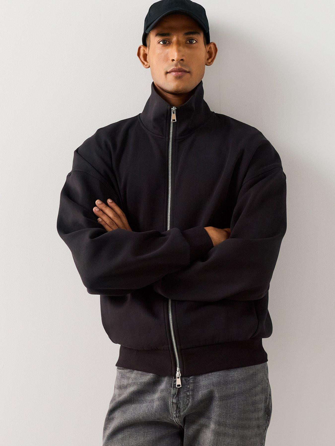 Image 5 of 7 of The Very Collection Cotton Rich Zip Through Relaxed Fit Funnel Neck Jacket - Black