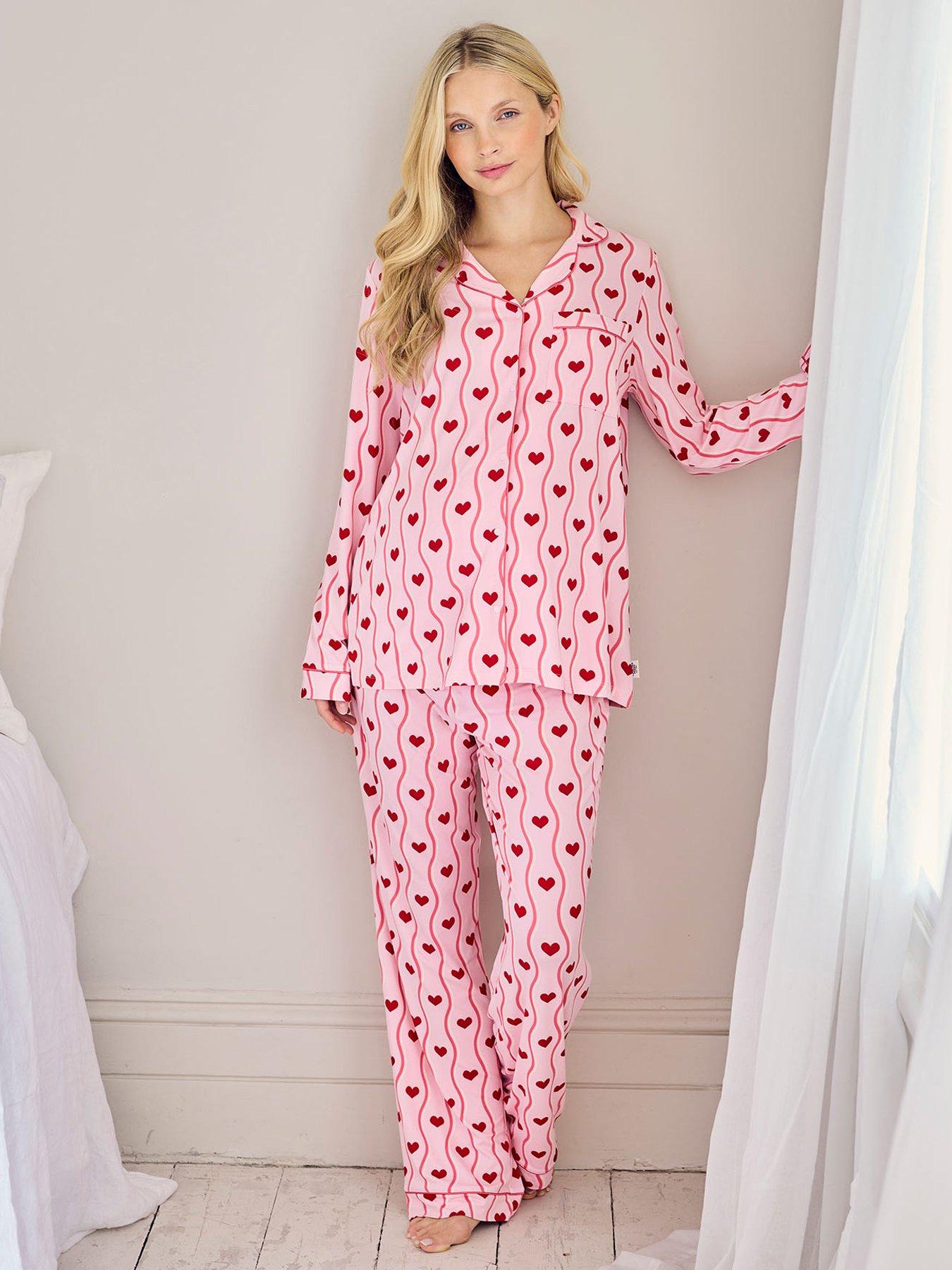 chelsea-peers-maternity-wavy-stripe-heart-print-long-pyjama-set-pink