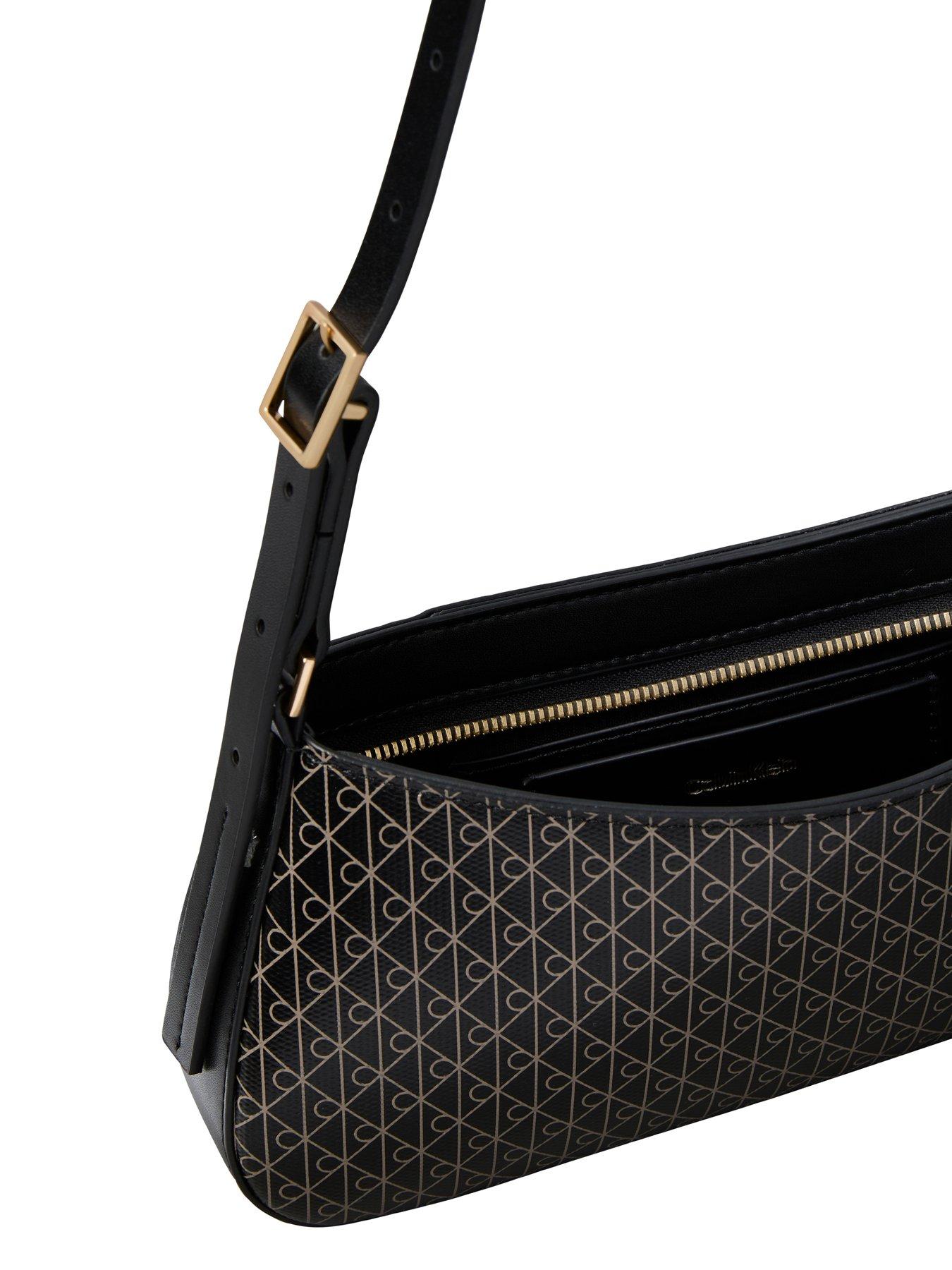 Image 2 of 2 of Calvin Klein Emblem Print Shoulder Bag - Black