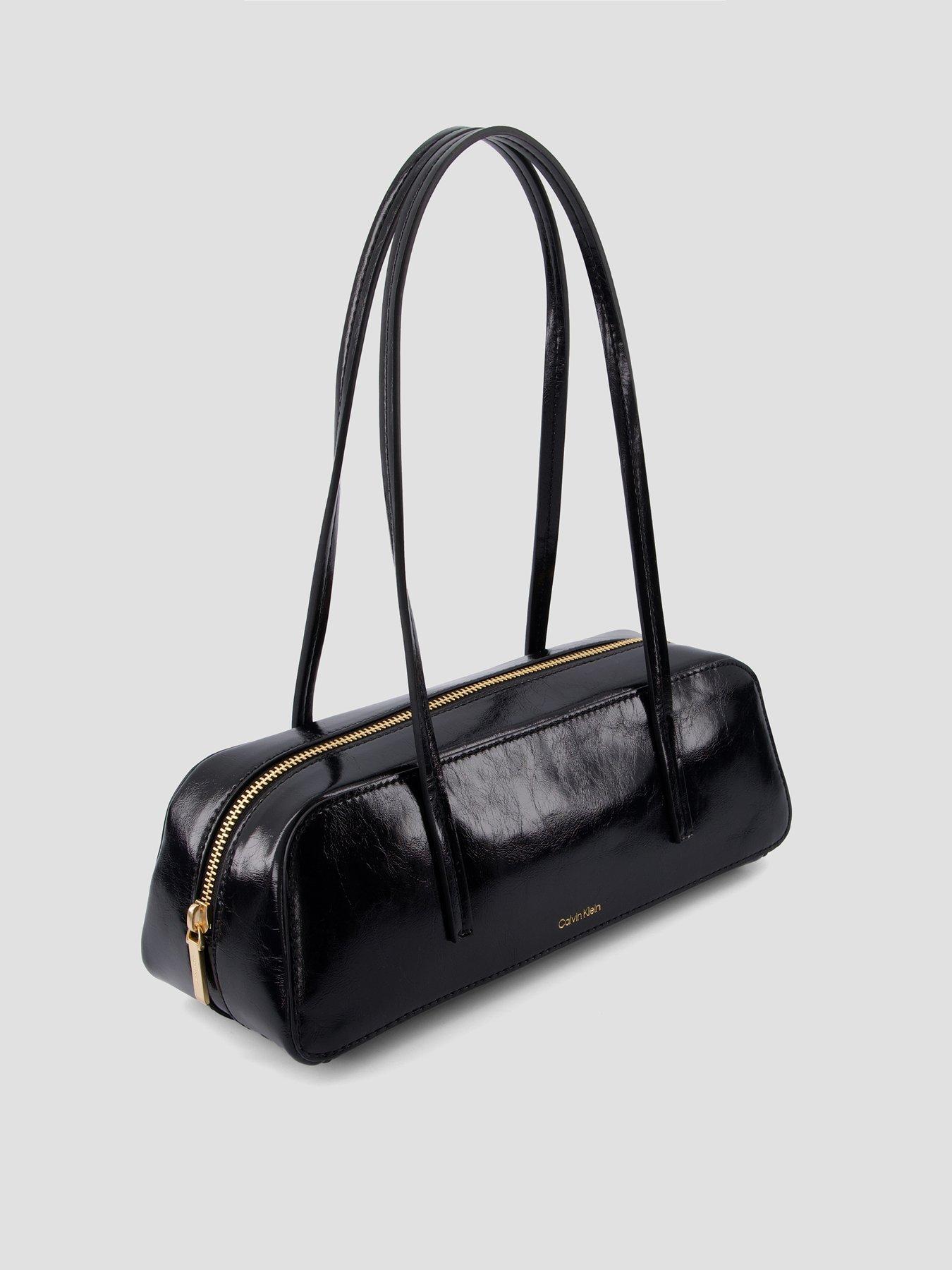Image 2 of 4 of Calvin Klein Foil Logo Glossy Shoulder Bag - Black