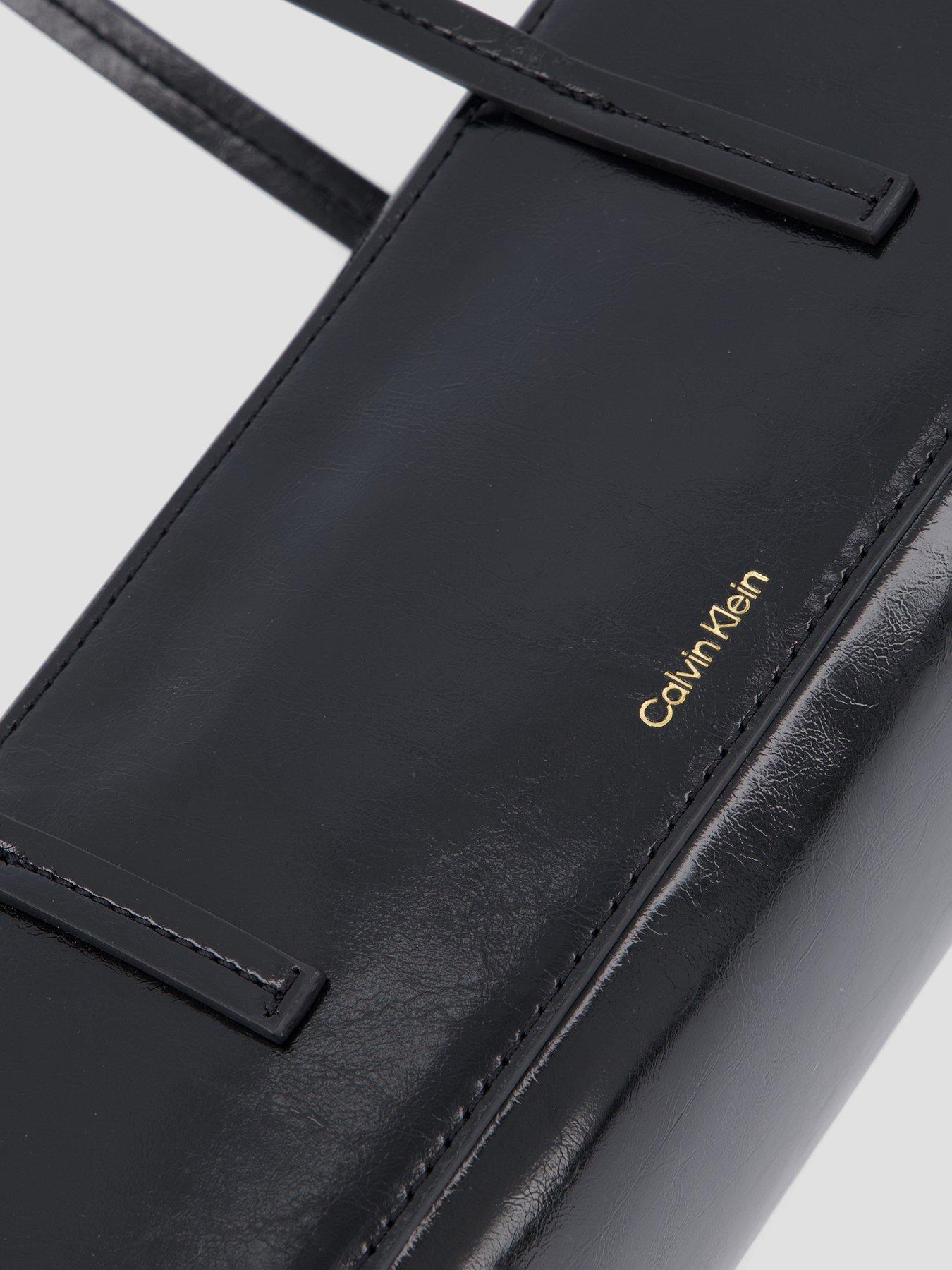 Image 3 of 4 of Calvin Klein Foil Logo Glossy Shoulder Bag - Black