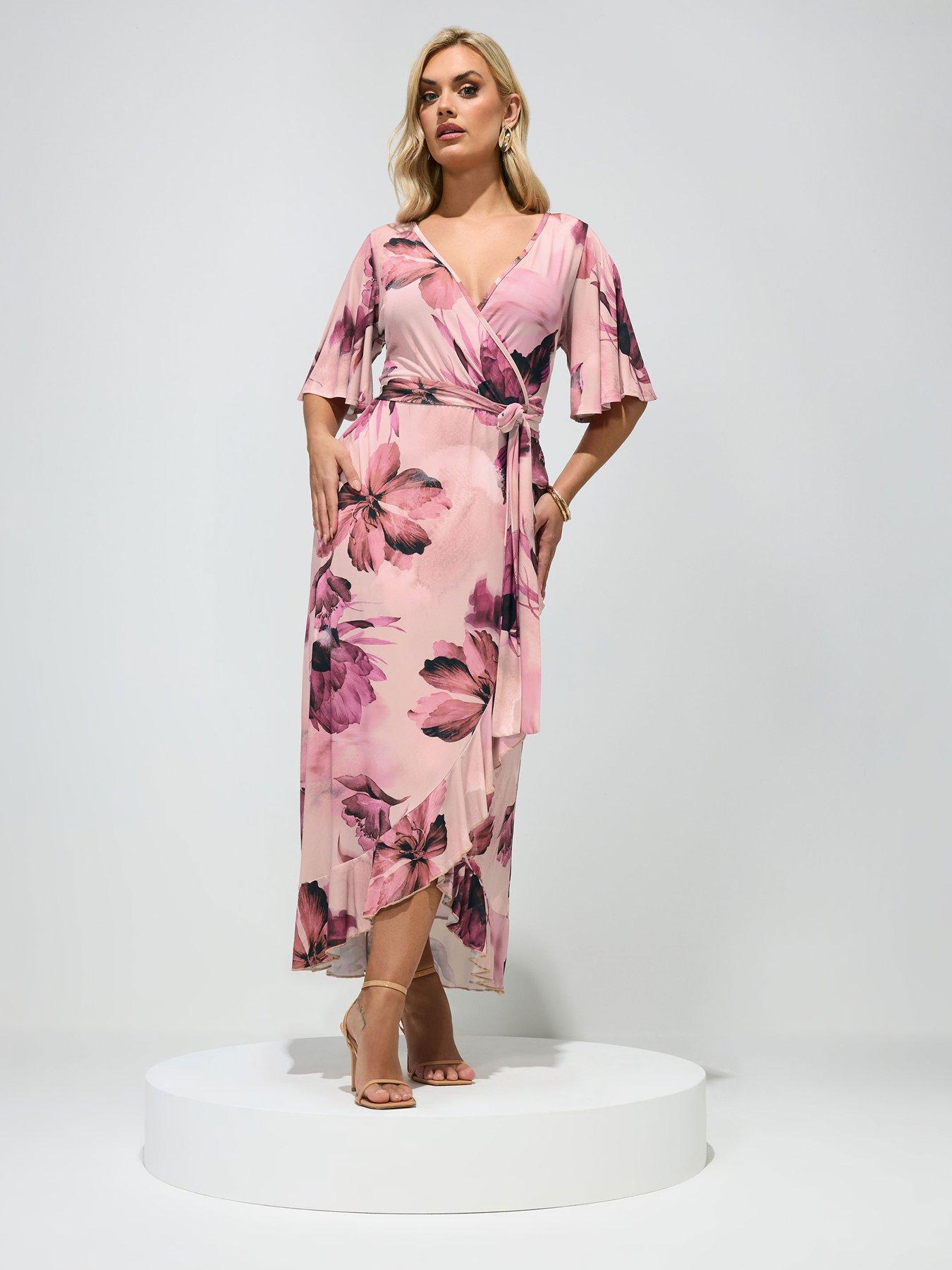 yours-curve-floral-wrap-ruffle-dressoutfit