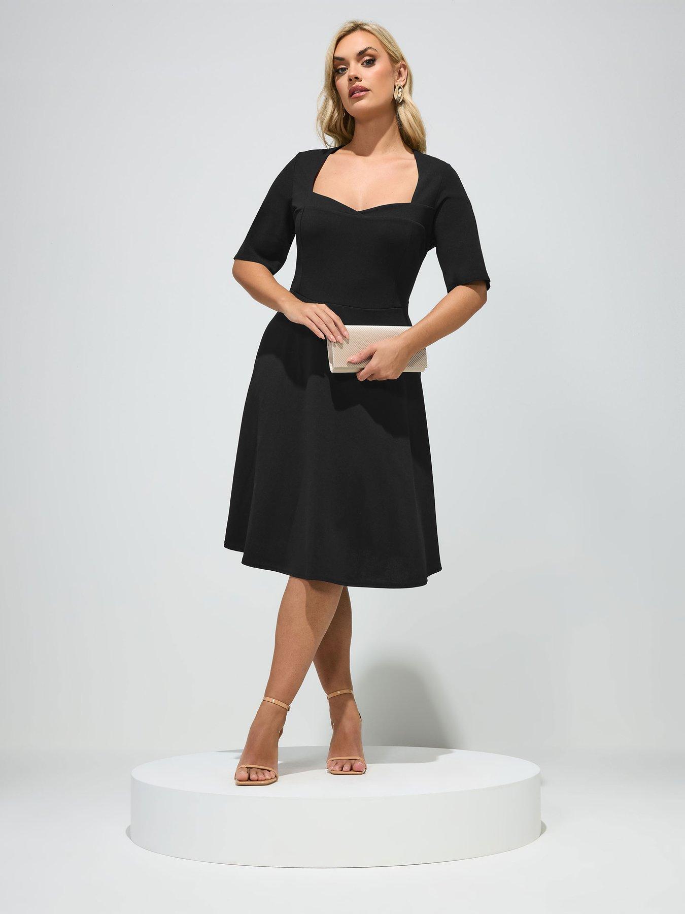 yours-curve-panelled-skater-dress-blackback