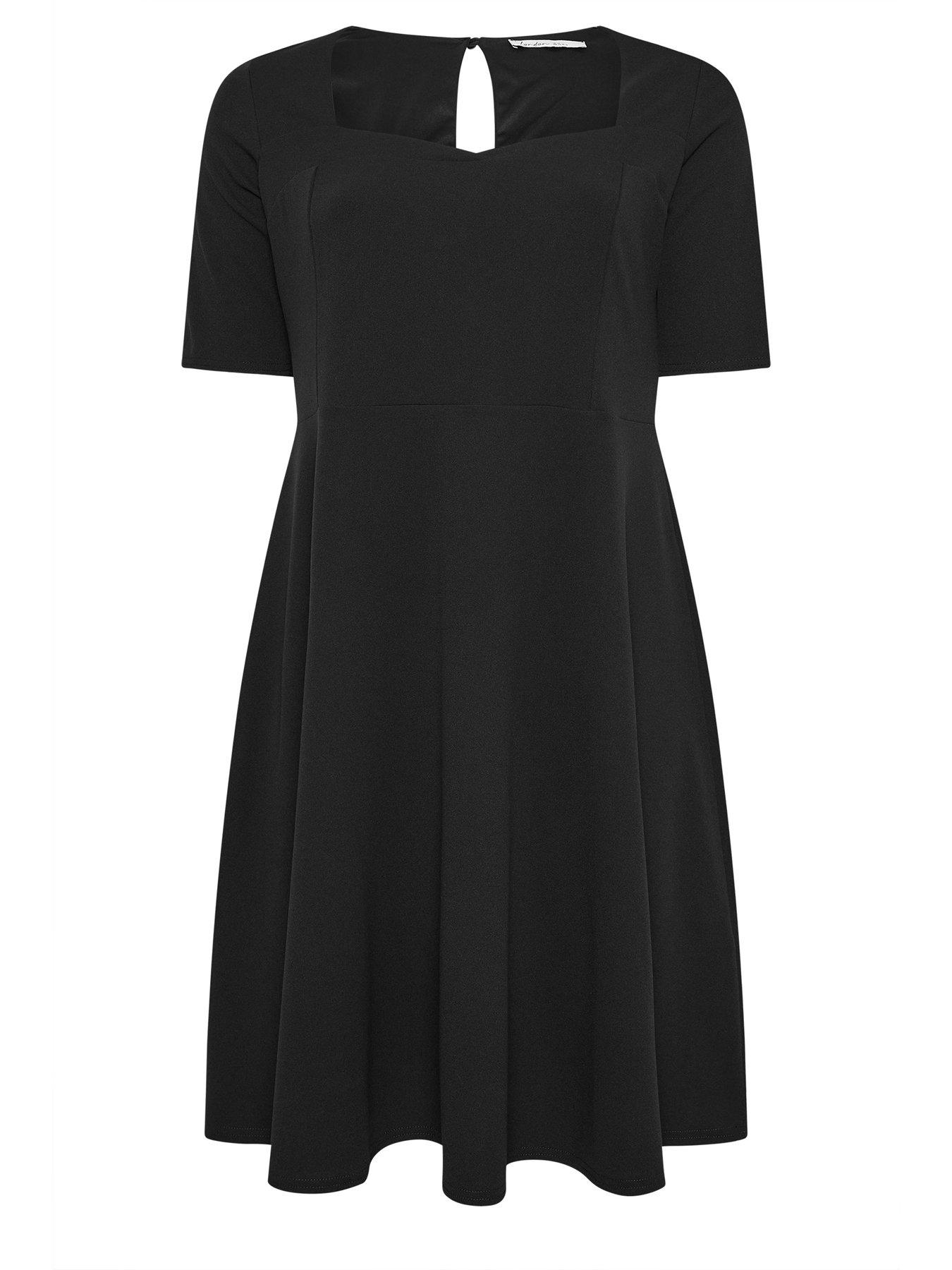 yours-curve-panelled-skater-dress-blackdetail