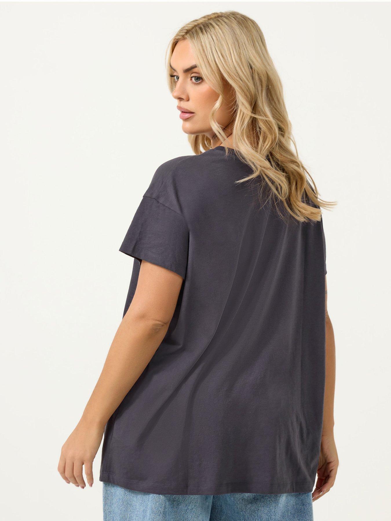 Image 2 of 5 of Yours Curve Placement Core T-Shirt - Grey