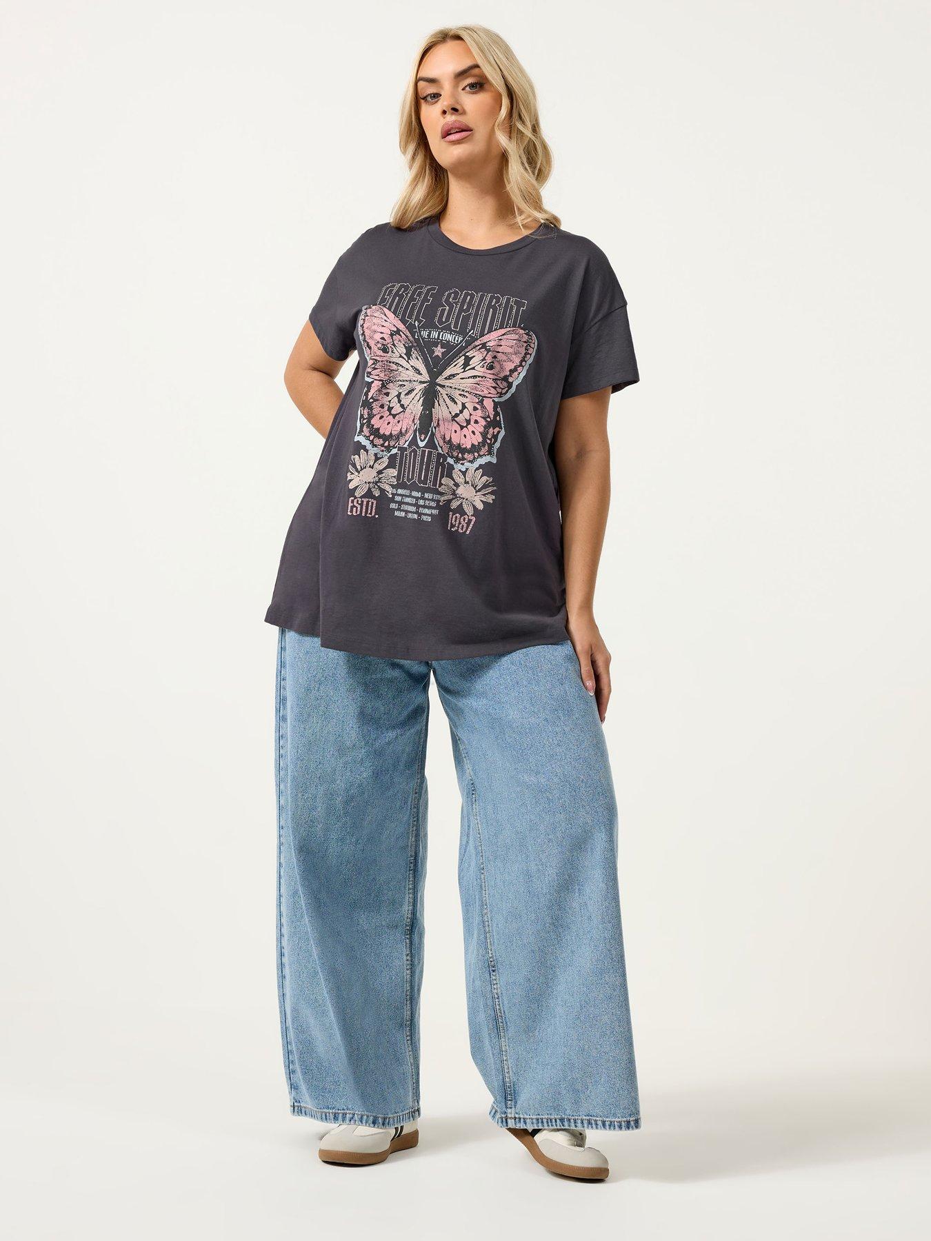 Image 3 of 5 of Yours Curve Placement Core T-Shirt - Grey
