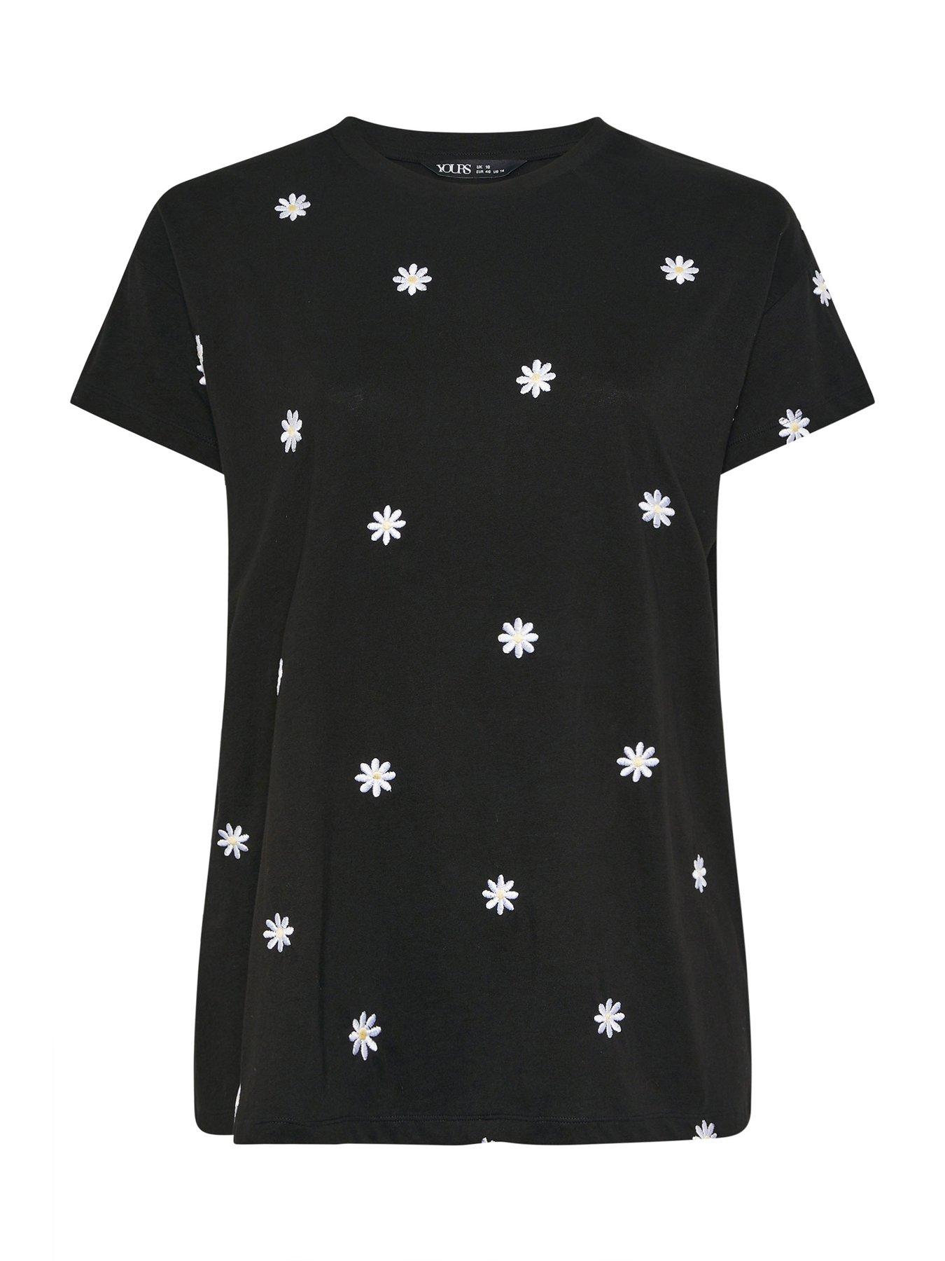yours-curve-embroidery-daisy-t-shirt-blackdetail
