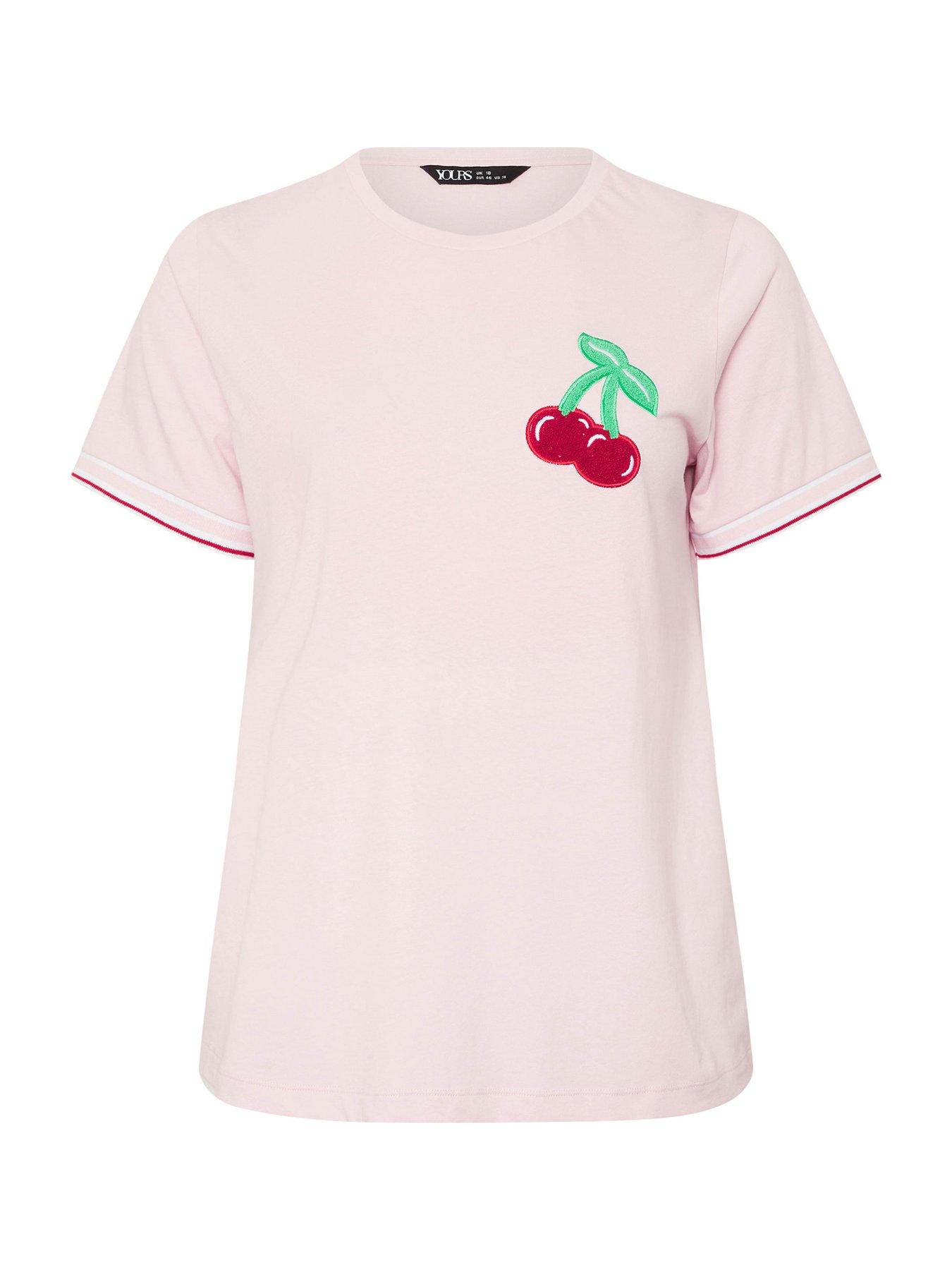 Image 5 of 5 of Yours Curve Varsity Trim T-Shirt - Pink